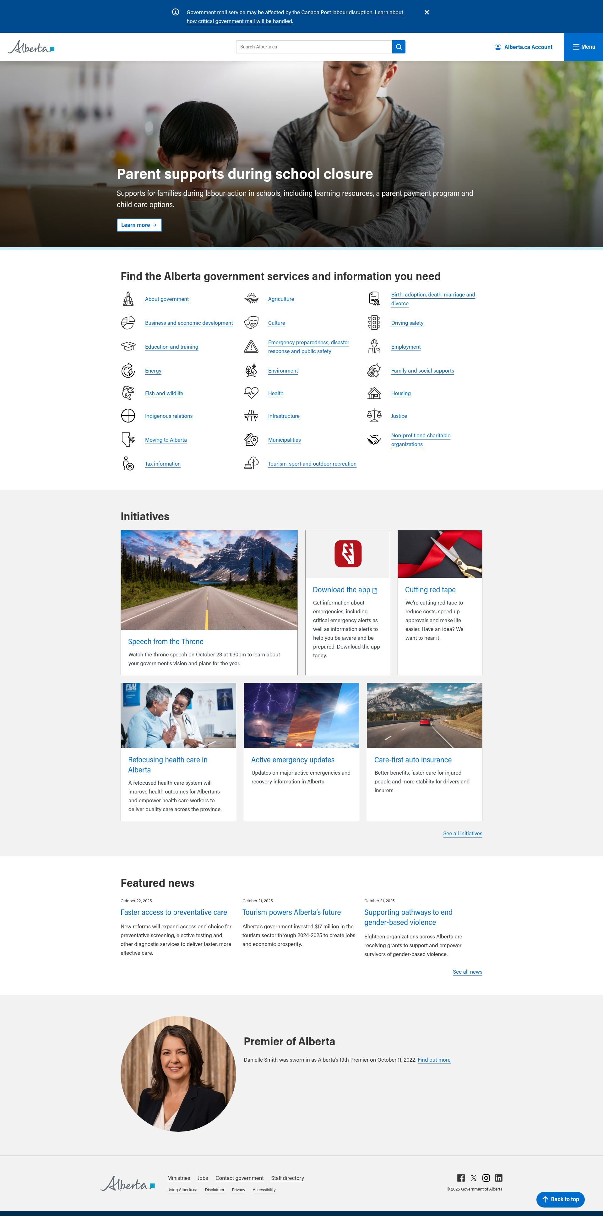 Screenshot of www.alberta.ca