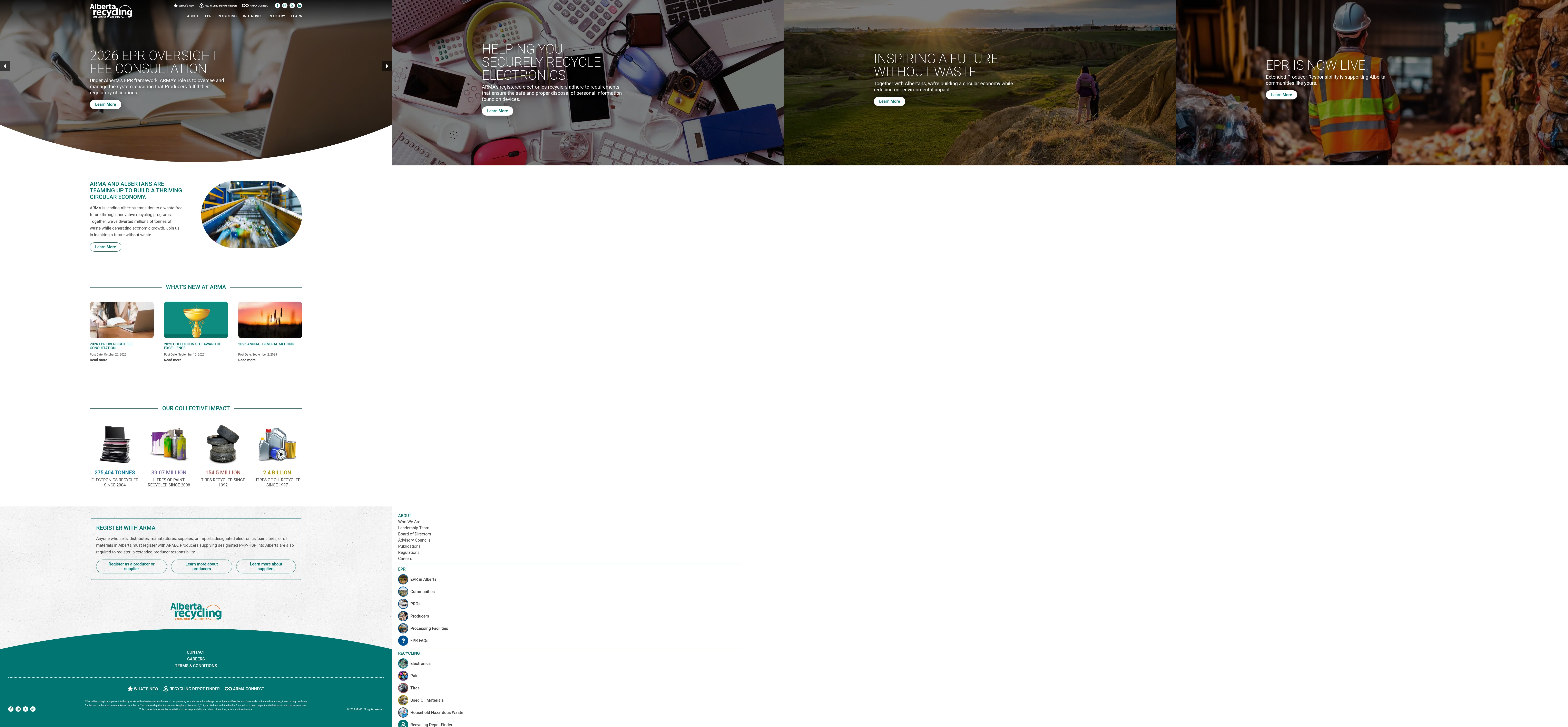 Screenshot of www.albertarecycling.ca