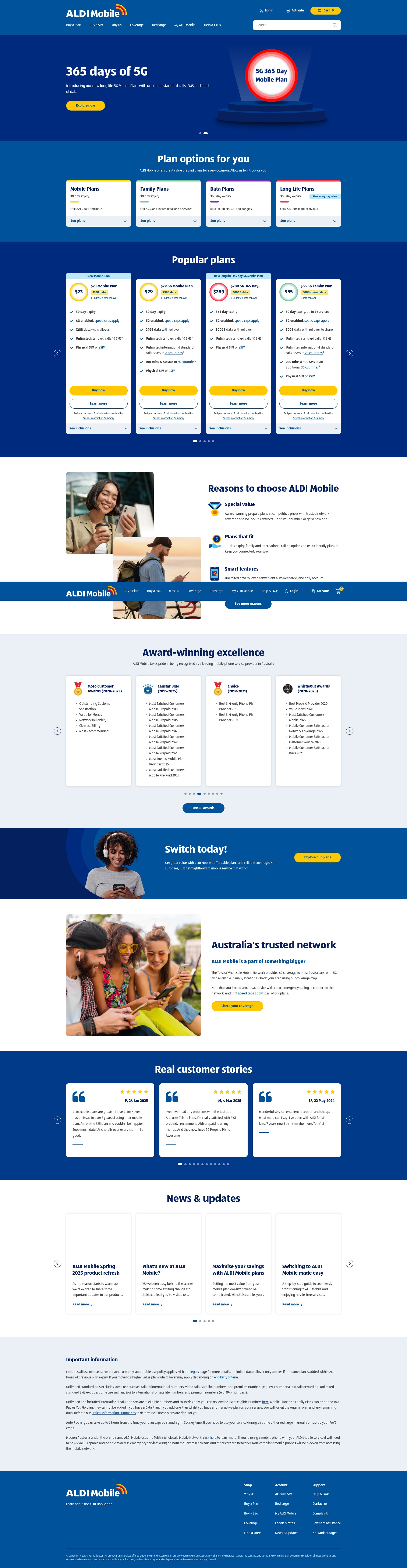 Screenshot of www.aldimobile.com.au