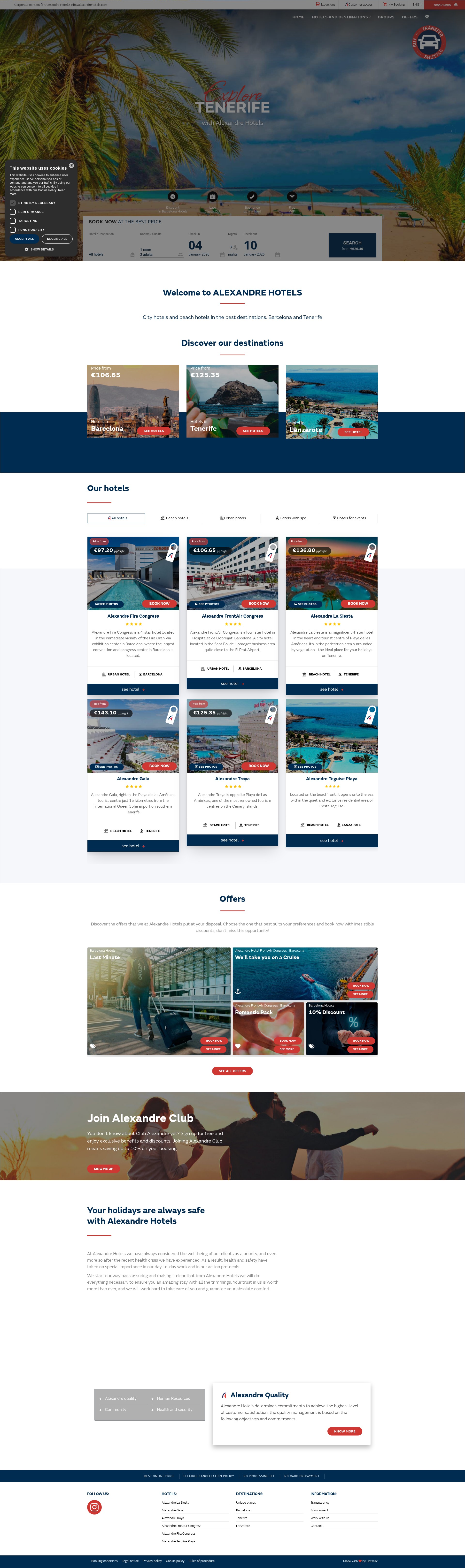 Screenshot of www.alexandrehotels.com