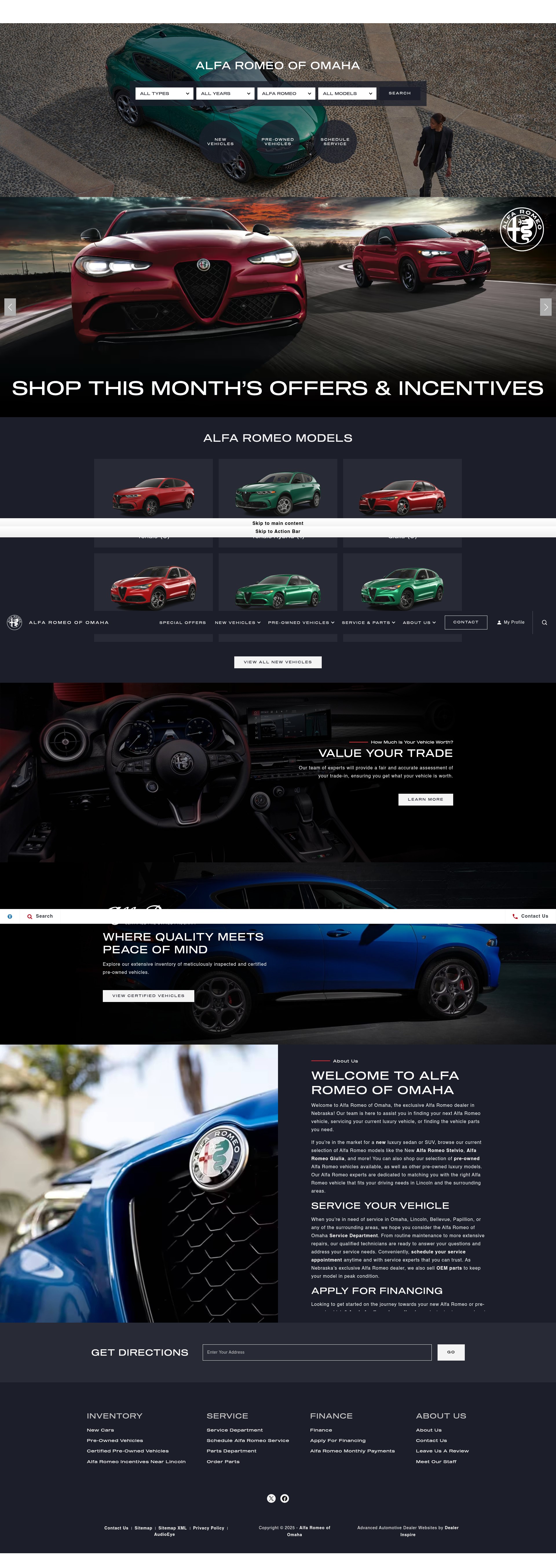 Screenshot of www.alfaromeoomaha.com