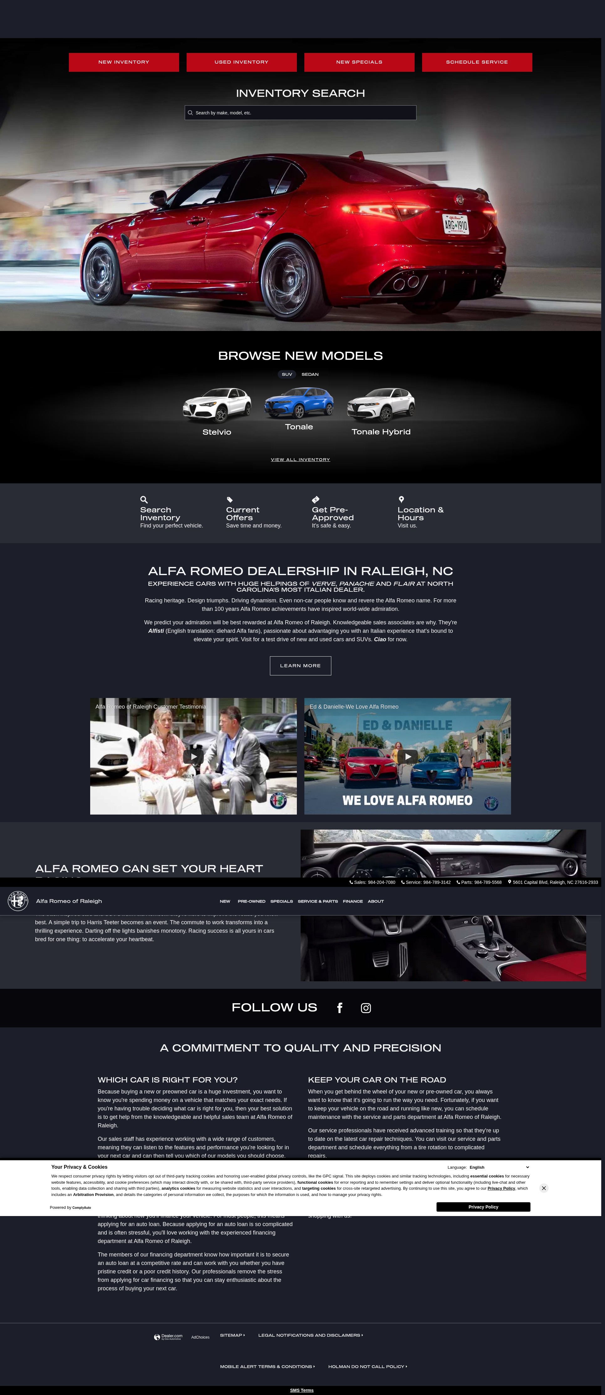 Screenshot of www.alfaromeoraleigh.com