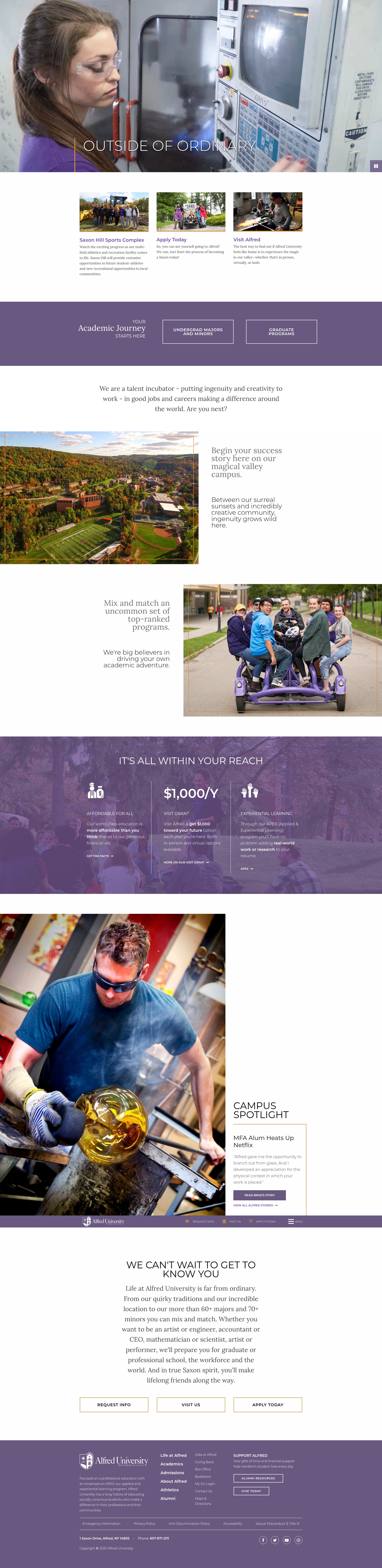 Screenshot of www.alfred.edu
