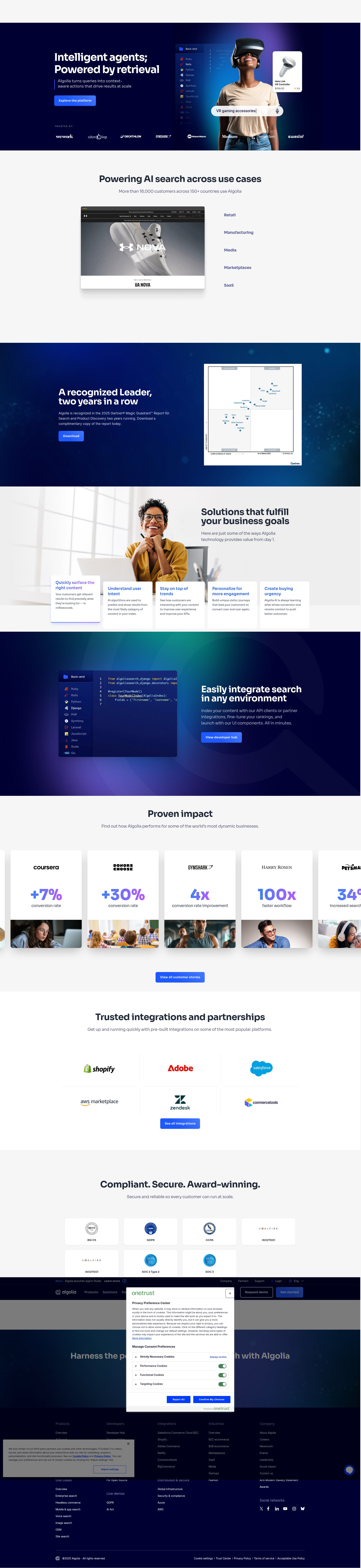 Screenshot of www.algolia.com