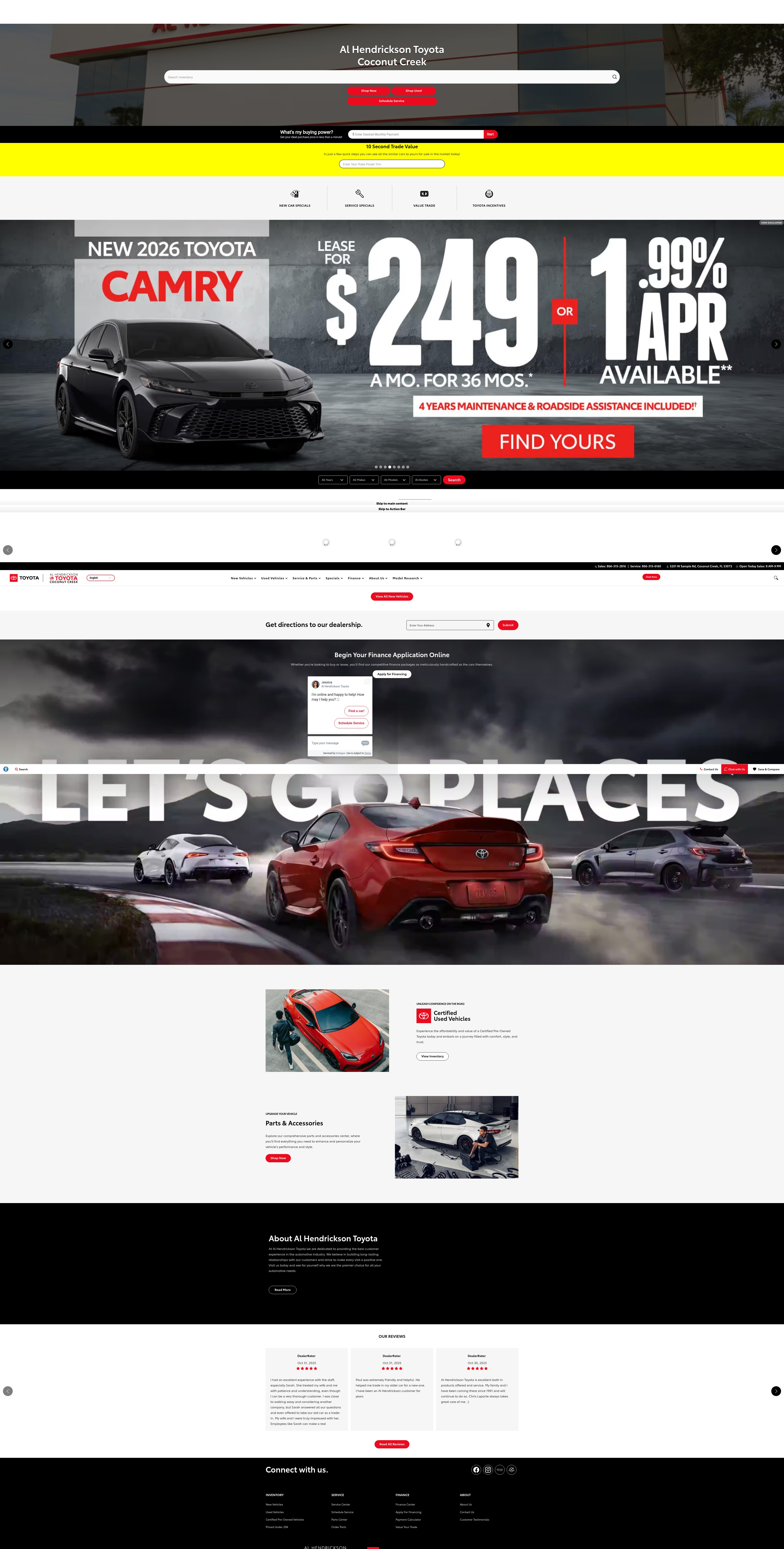 Screenshot of www.alhendricksontoyota.com