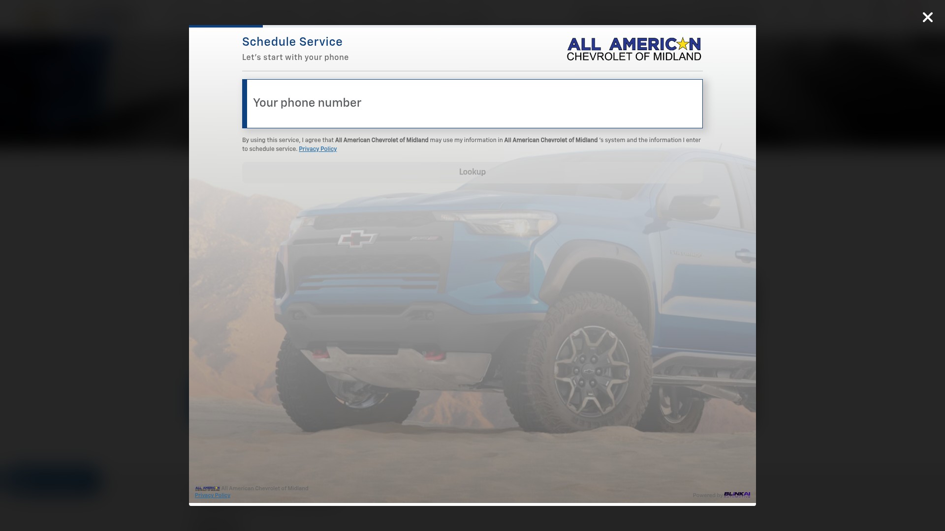Screenshot of www.allamericanchevroletmidland.com