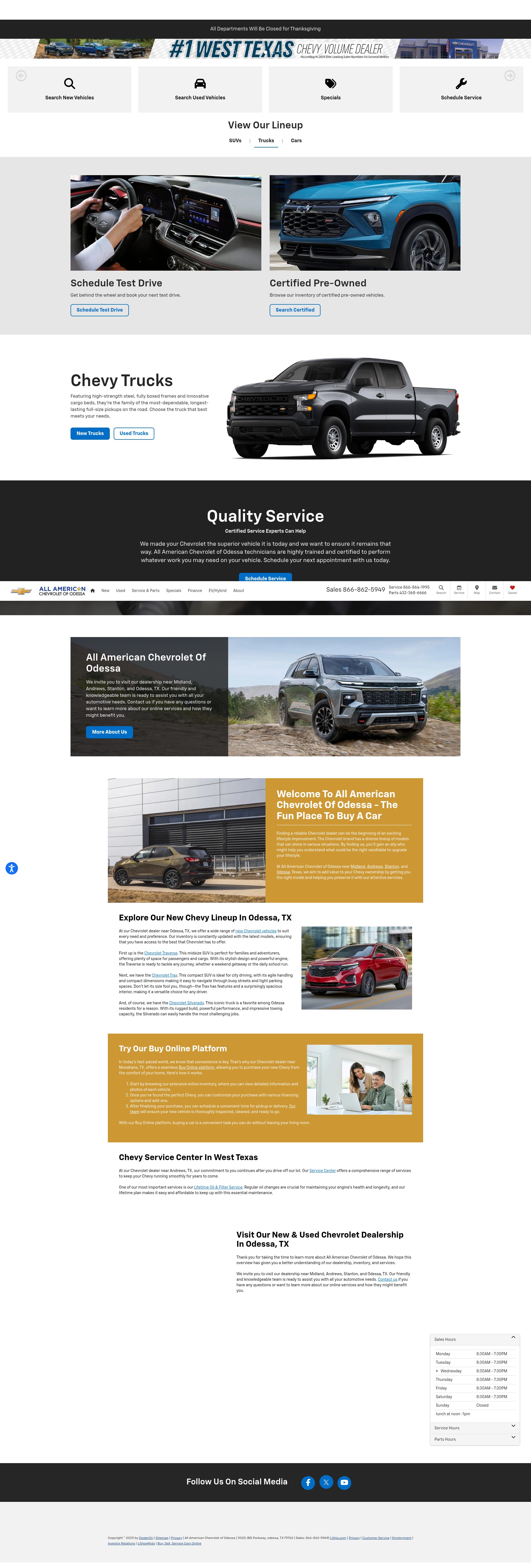 Screenshot of www.allamericanchevroletodessa.com