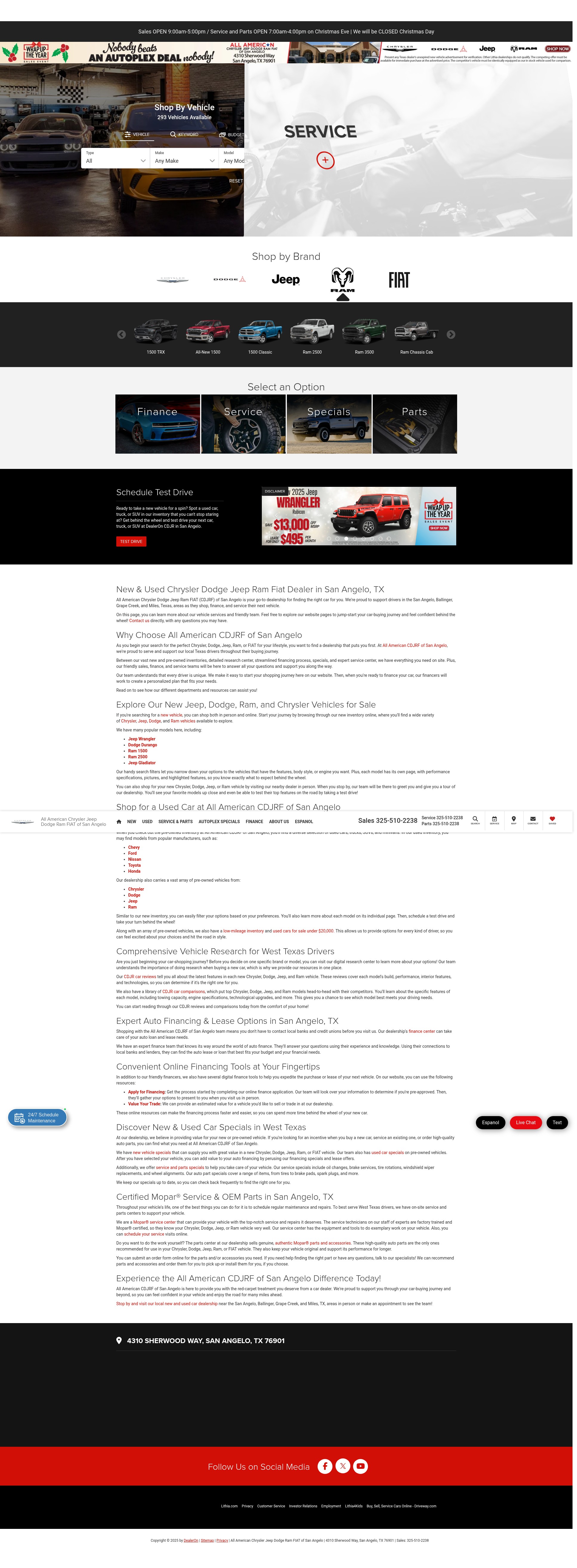 Screenshot of www.allamericanchryslersanangelo.com
