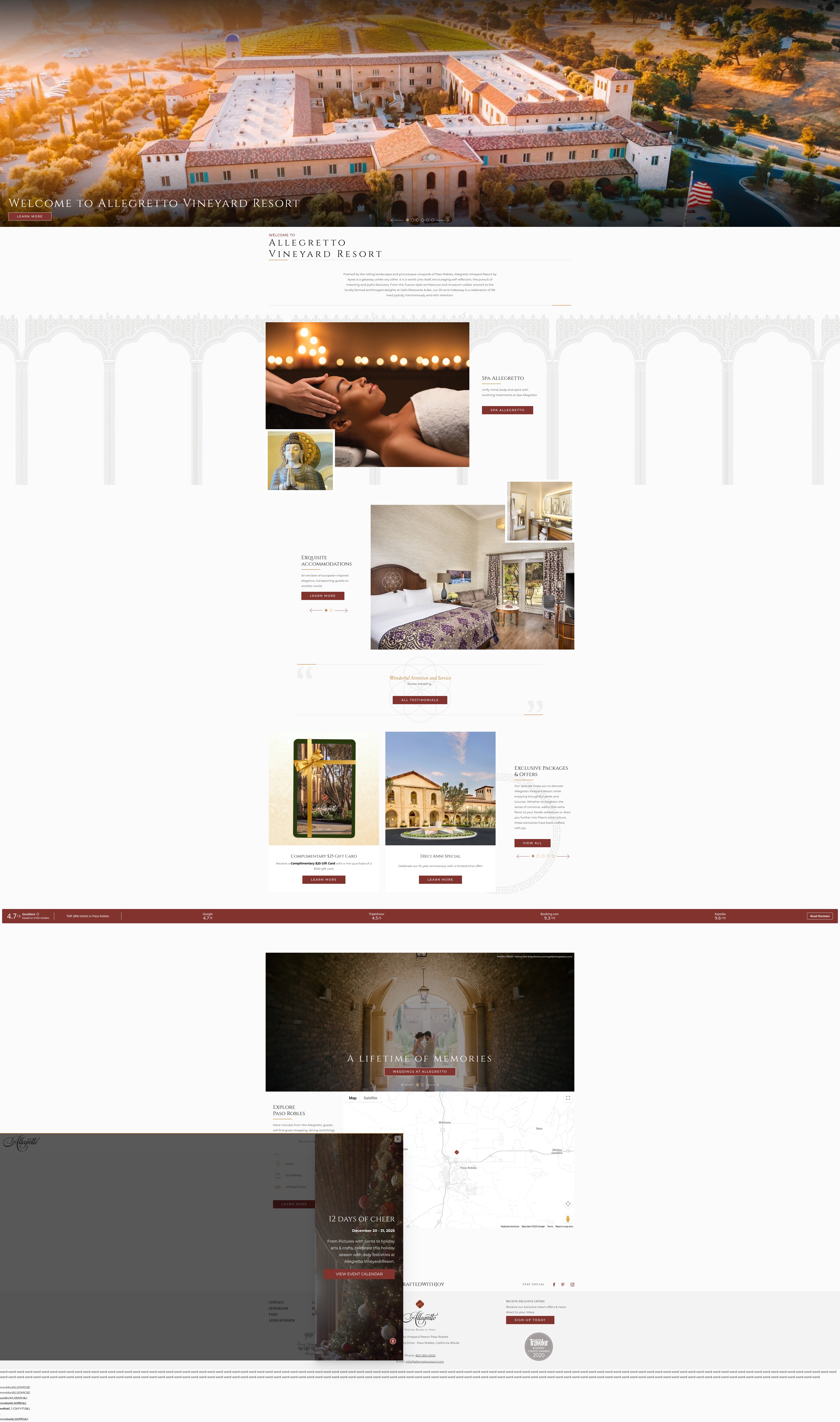 Screenshot of www.allegrettovineyardresort.com