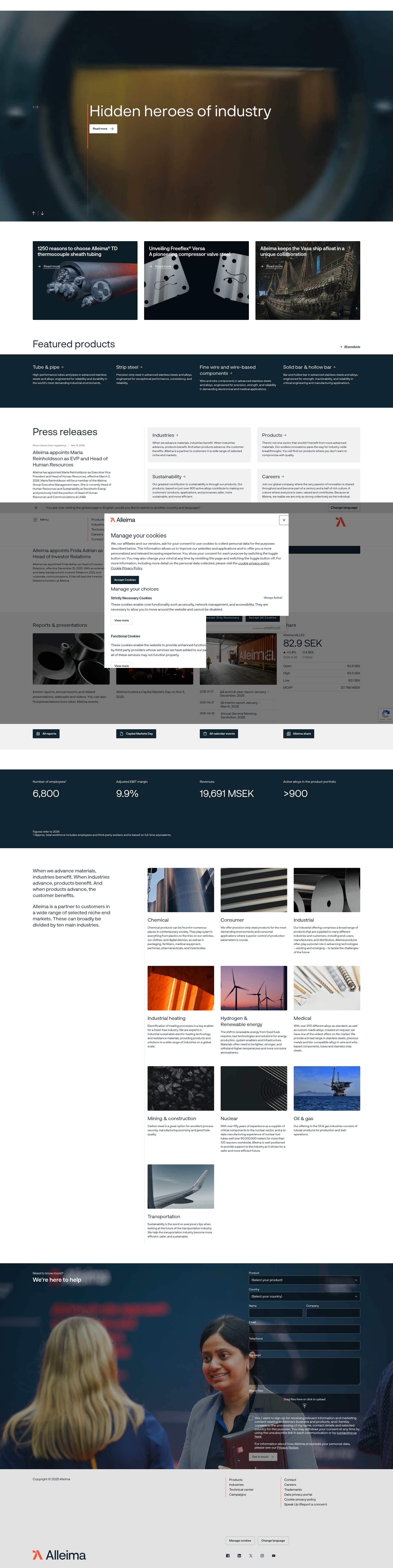 Screenshot of www.alleima.com