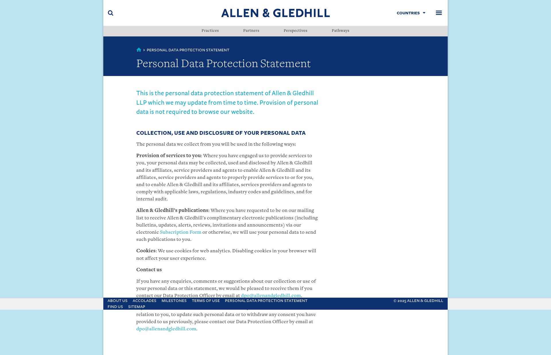 Screenshot of www.allenandgledhill.com