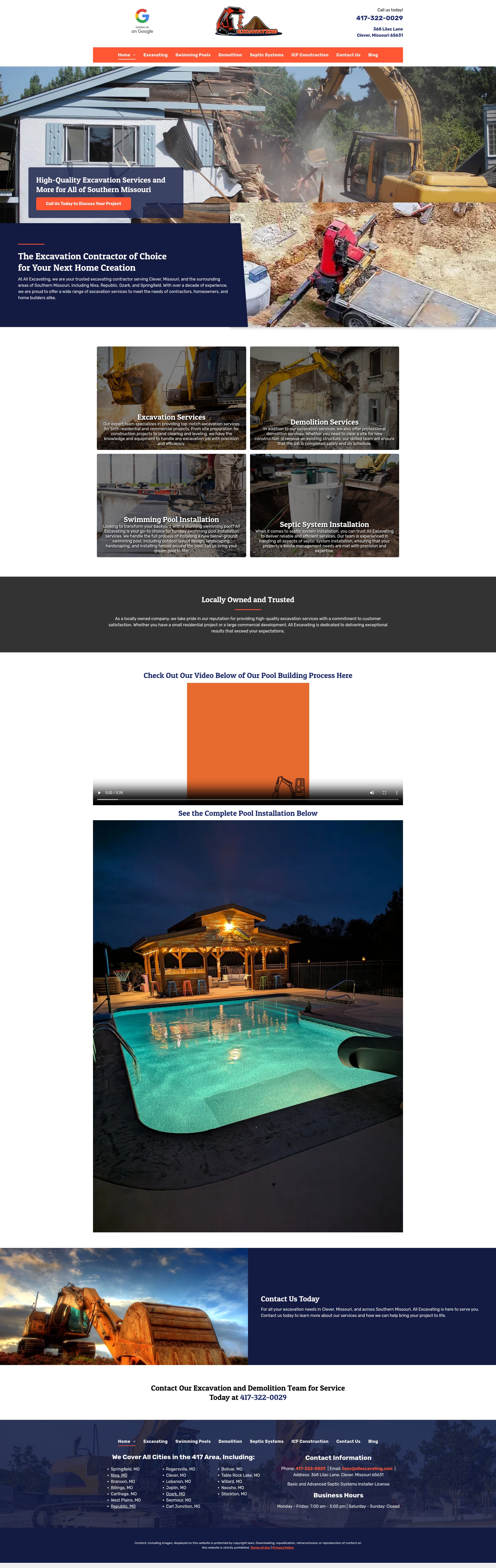 Screenshot of www.allexcavatingmo.com