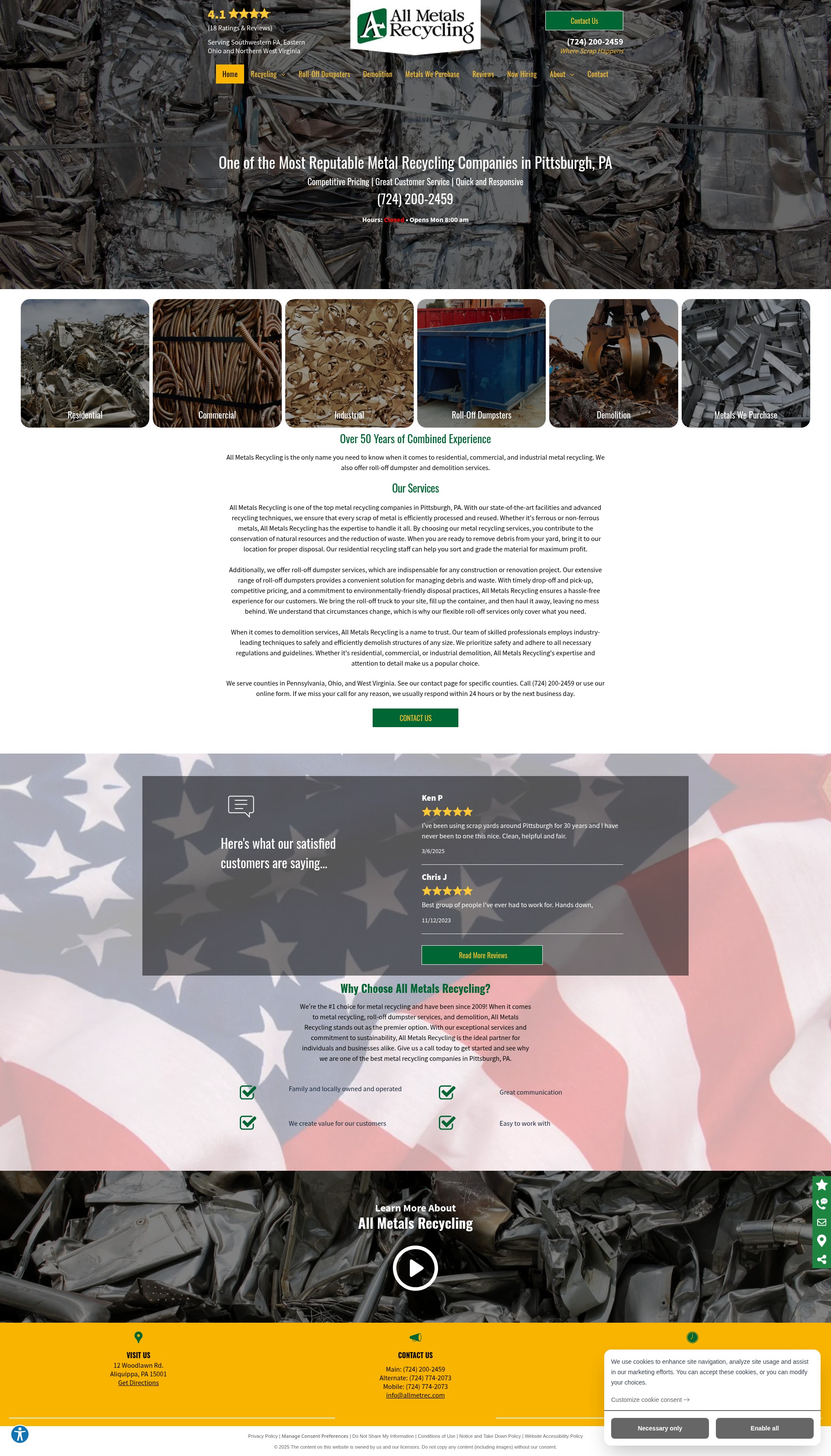 Screenshot of www.allmetrec.com