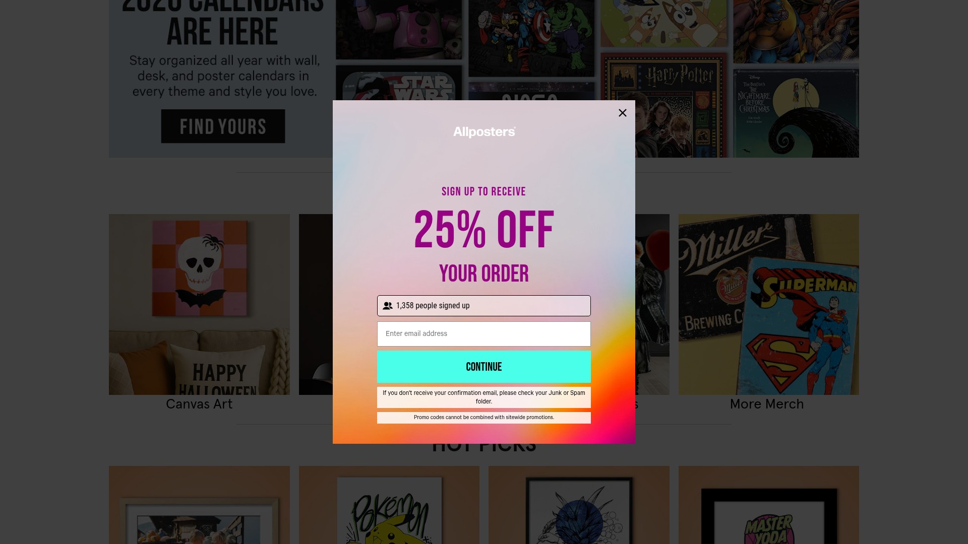 Screenshot of www.allposters.com