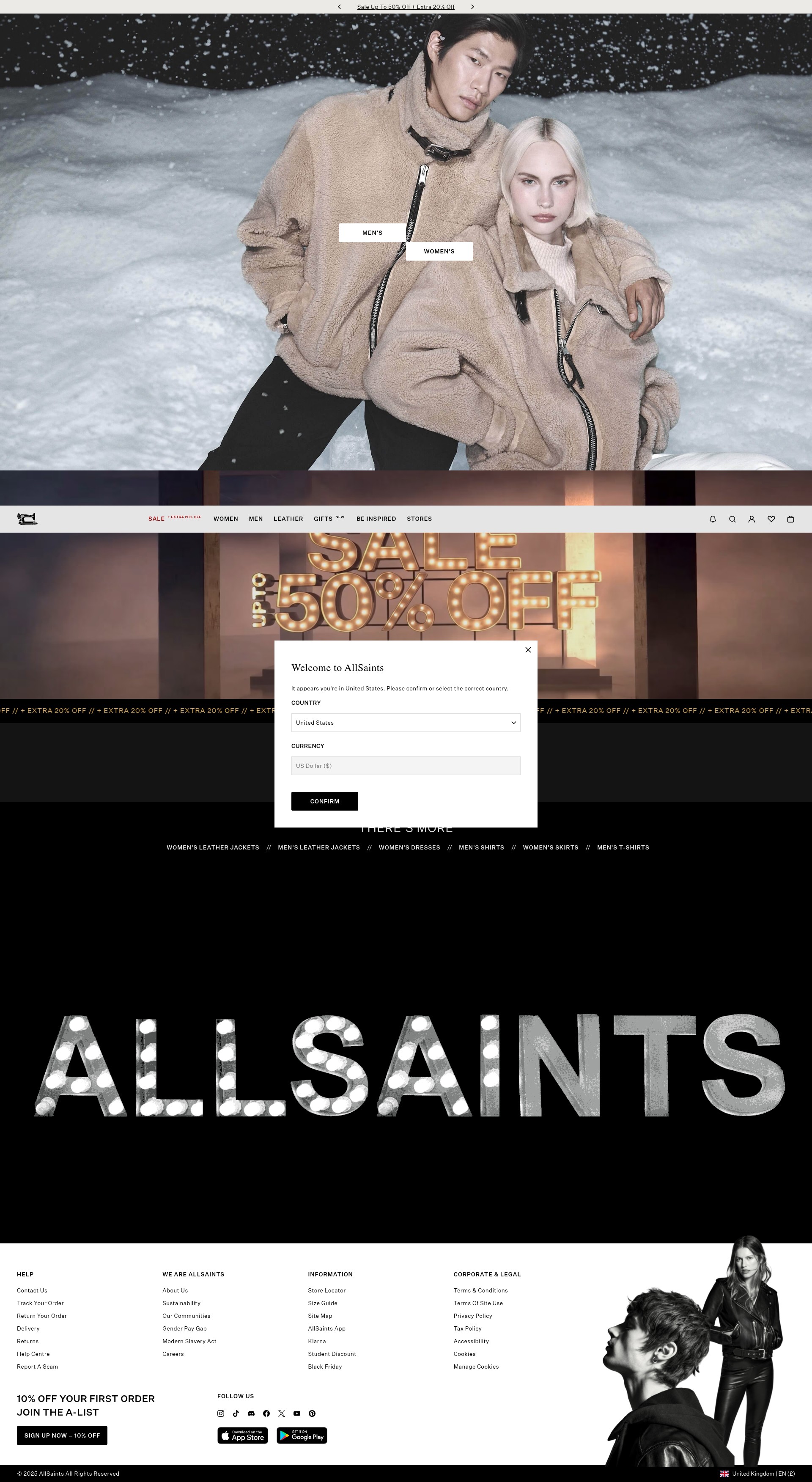 Screenshot of www.allsaints.com