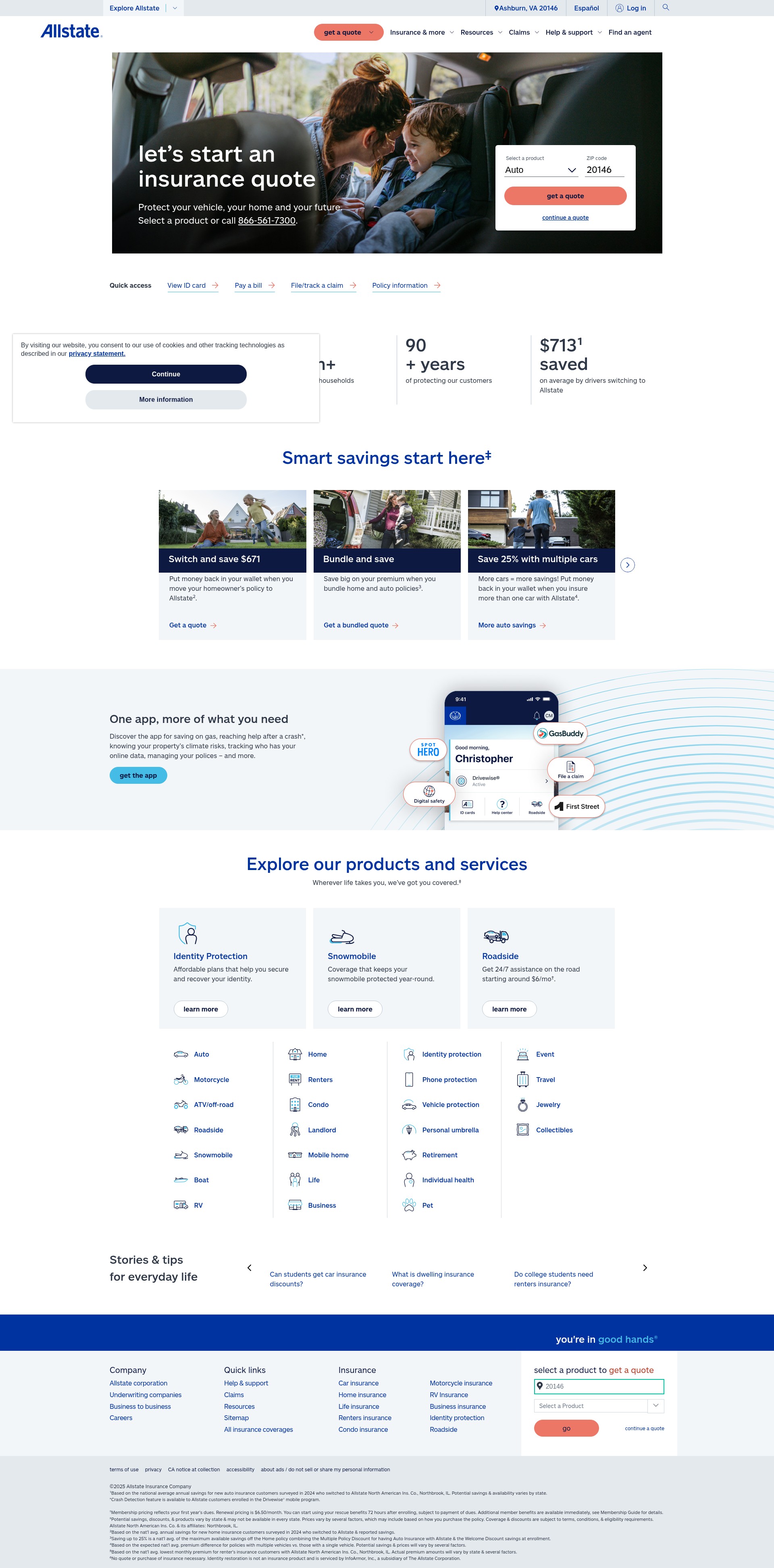 Screenshot of www.allstate.com
