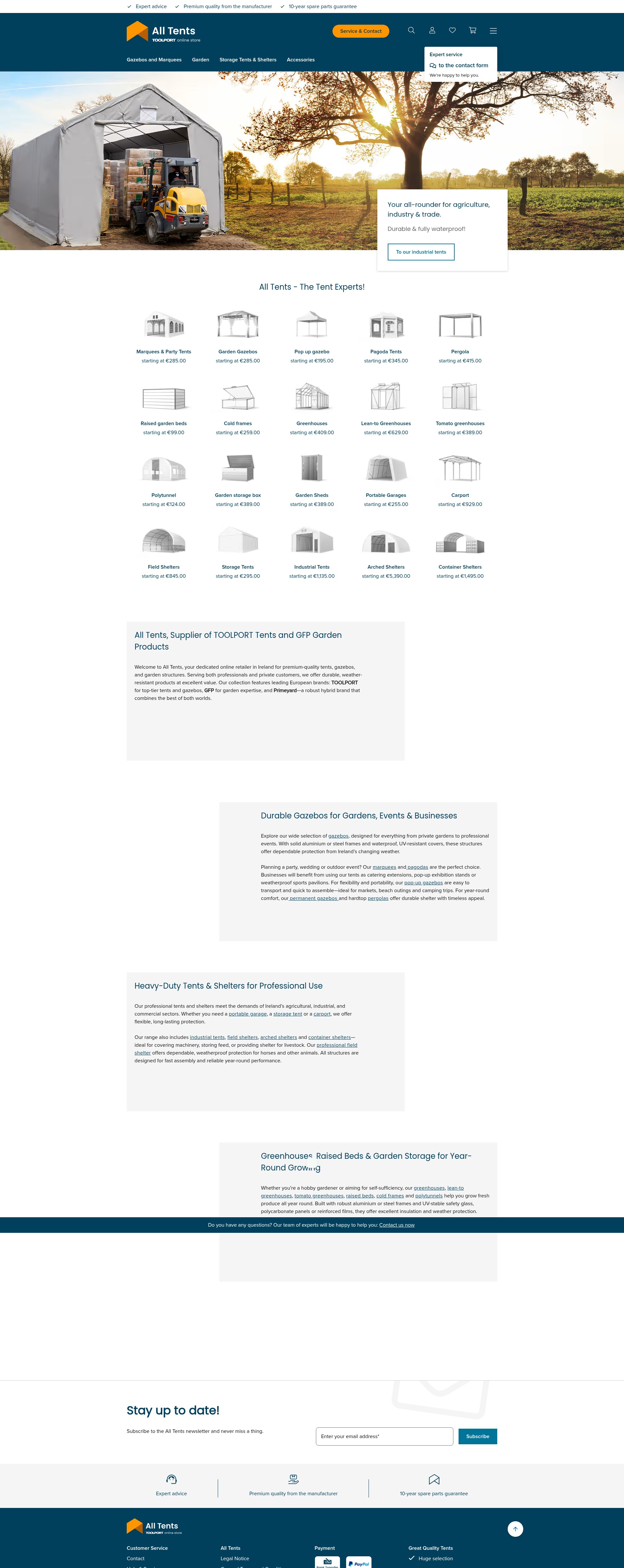 Screenshot of www.alltents.ie