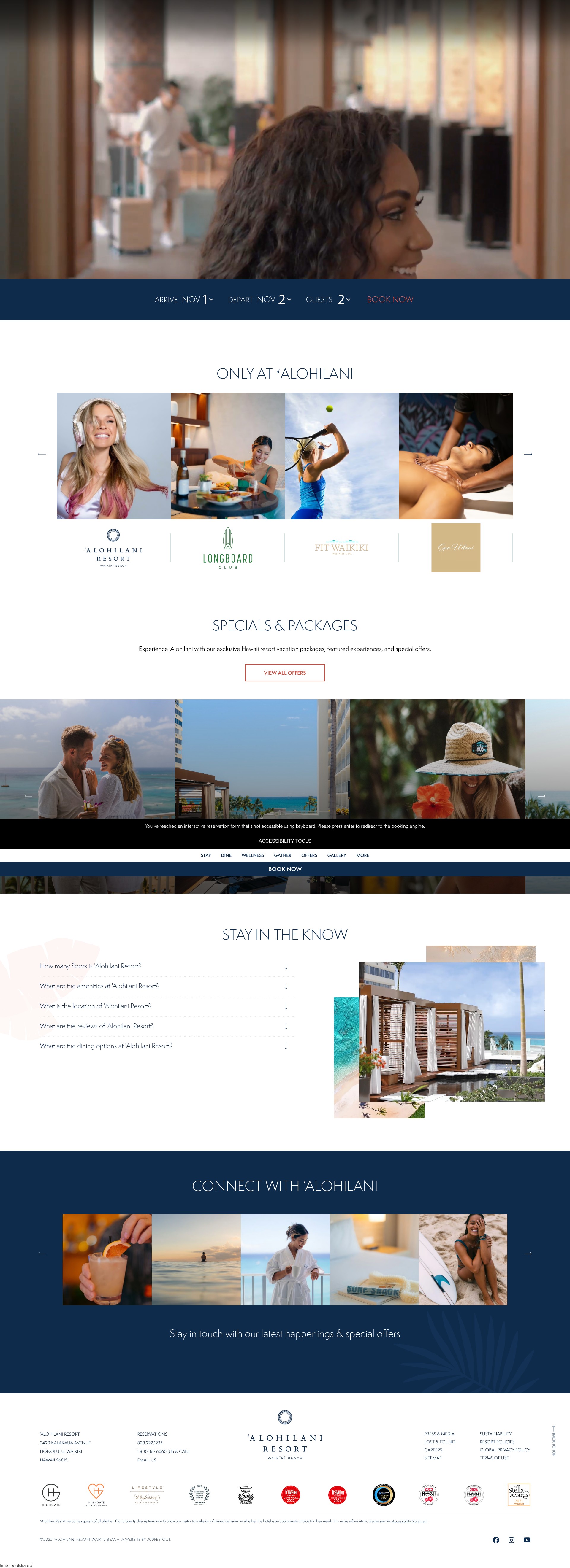 Screenshot of www.alohilaniresort.com