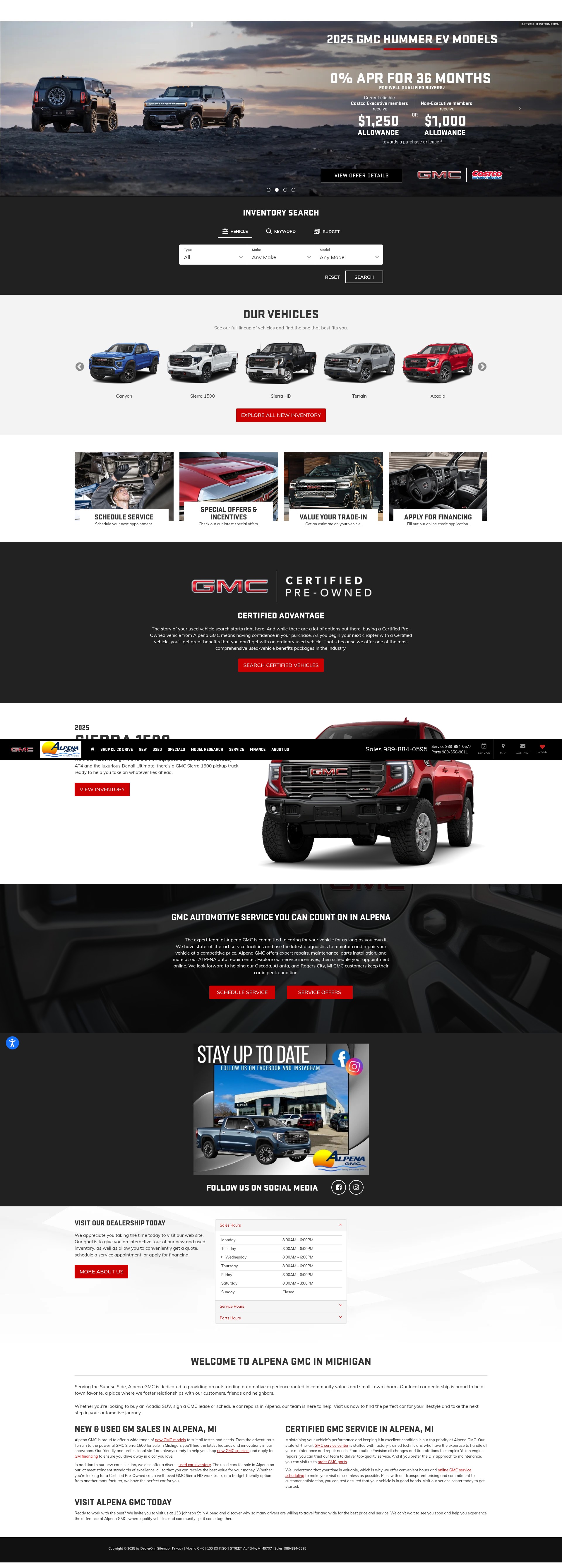 Screenshot of www.alpenagmc.com