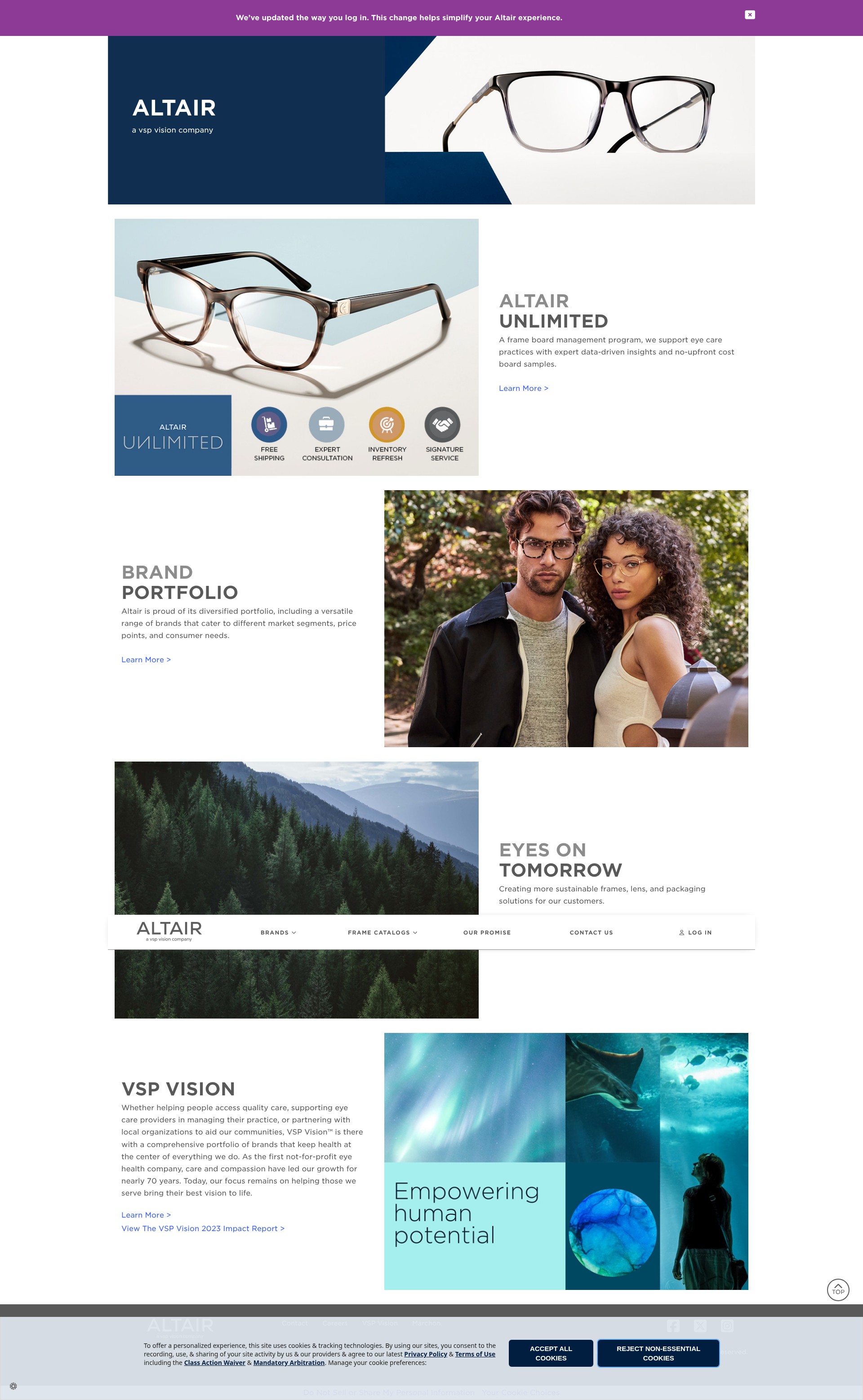 Screenshot of www.altaireyewear.com