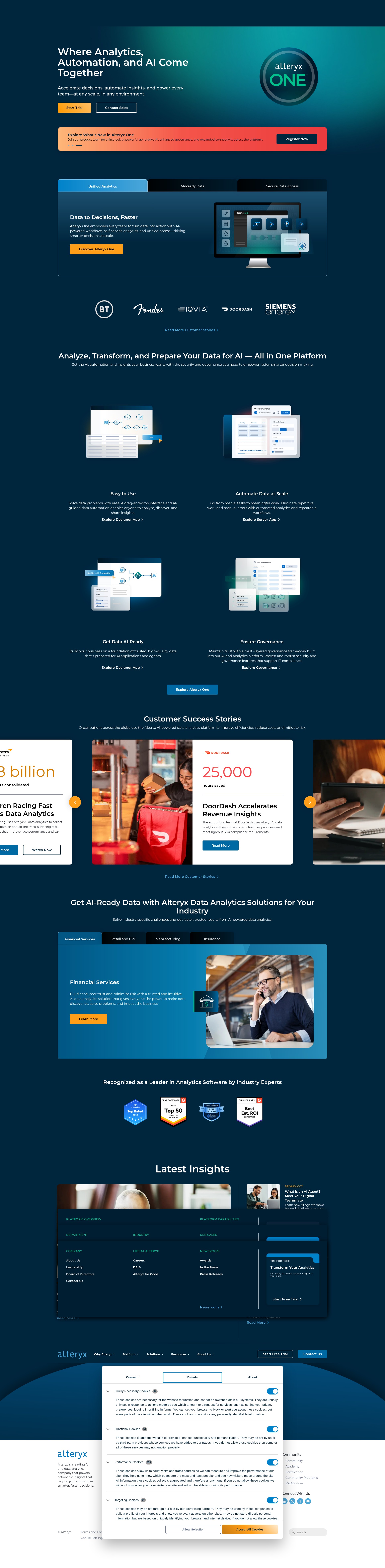 Screenshot of www.alteryx.com