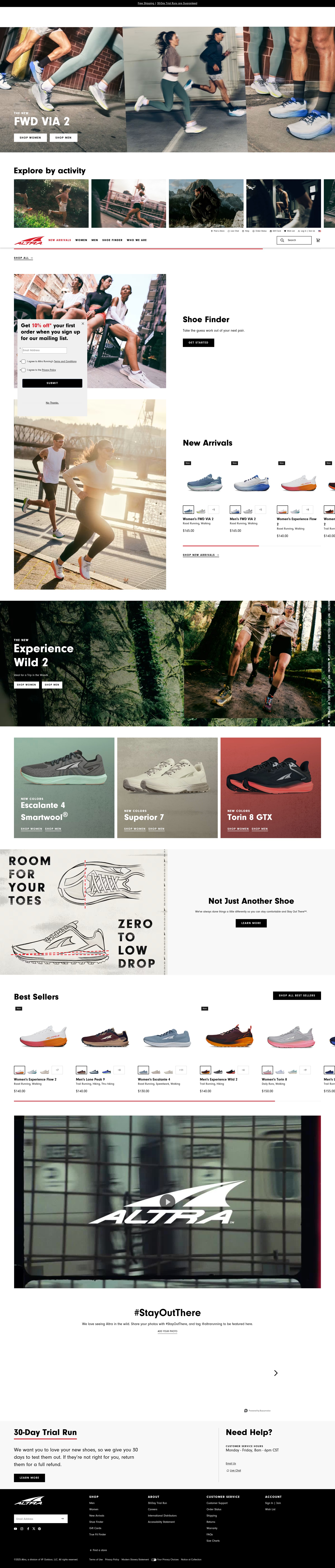 Screenshot of www.altrarunning.com