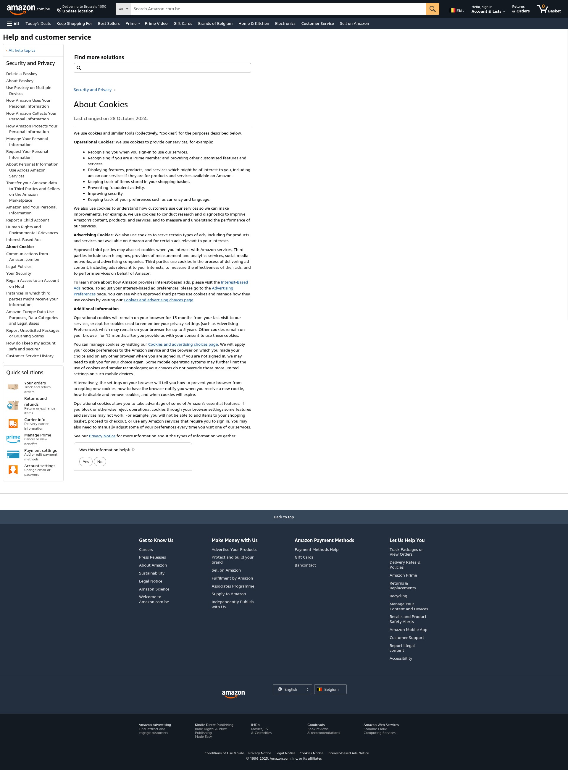 Screenshot of www.amazon.com.be