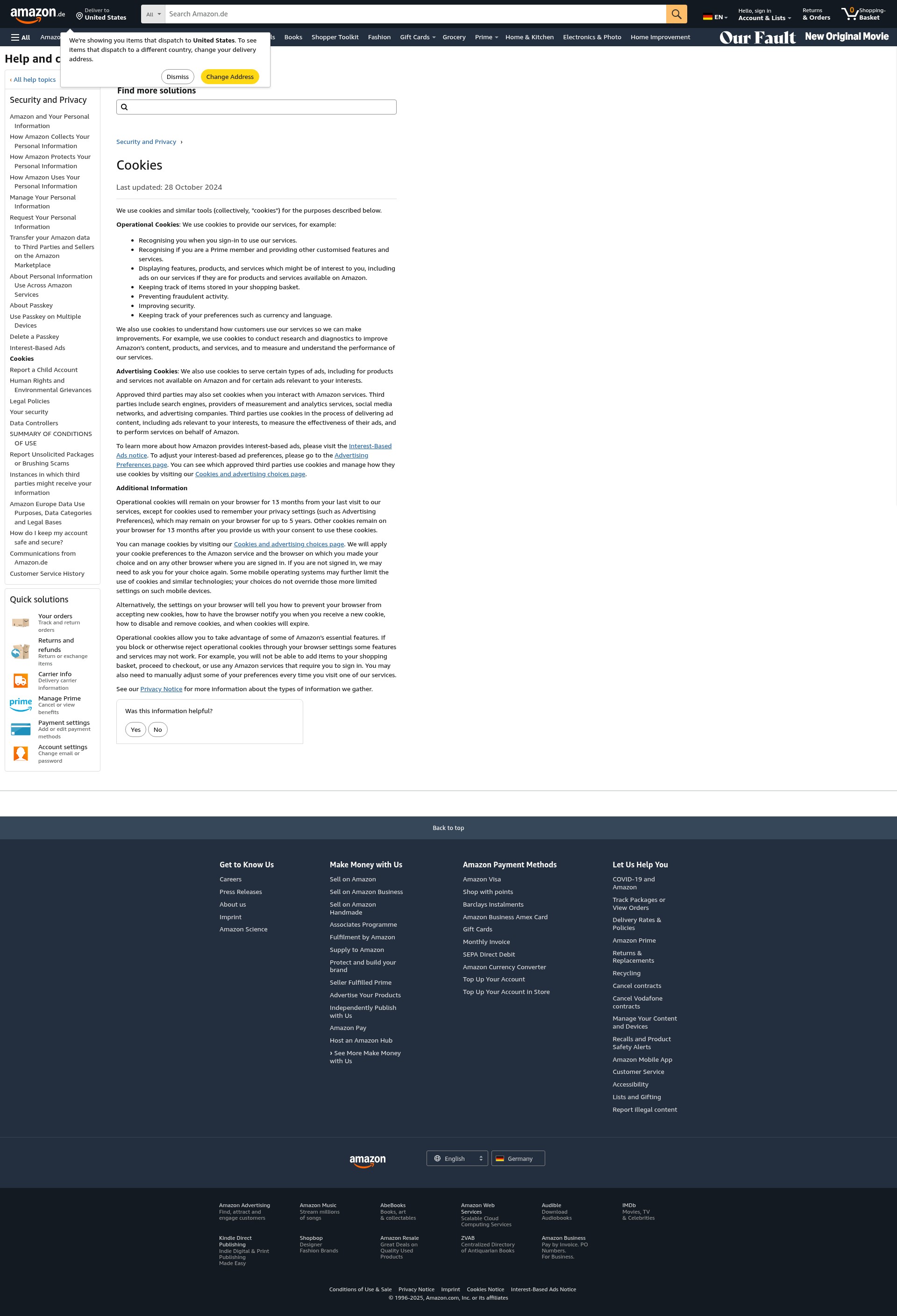 Screenshot of www.amazon.de