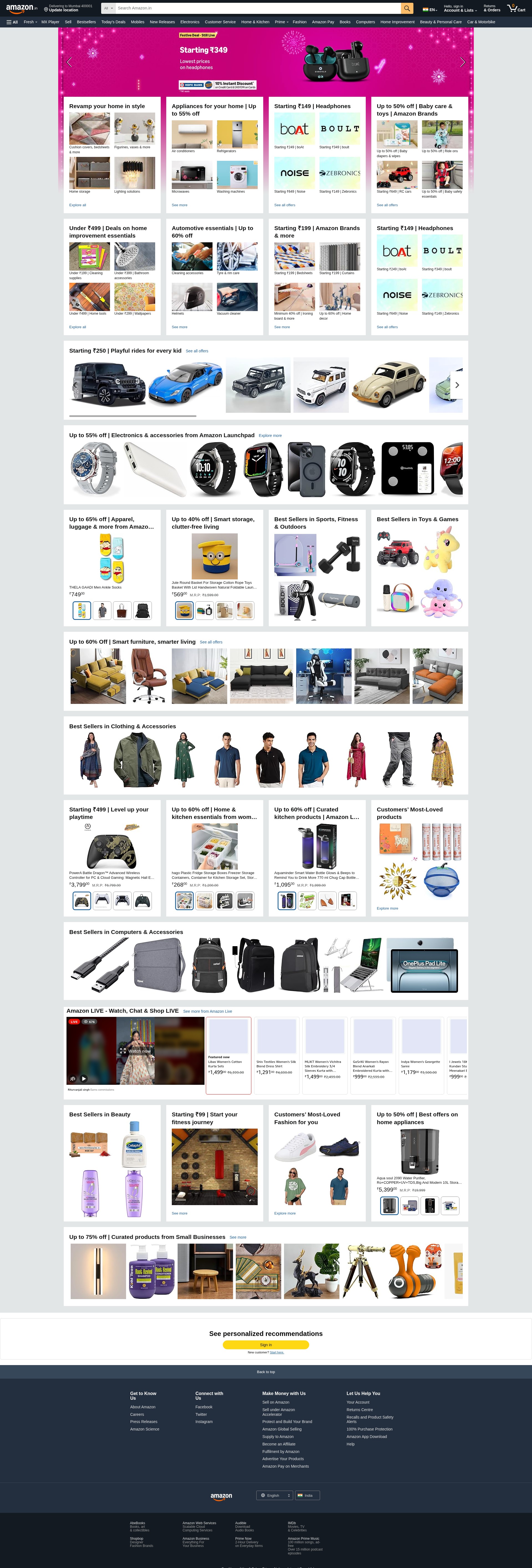 Screenshot of www.amazon.in
