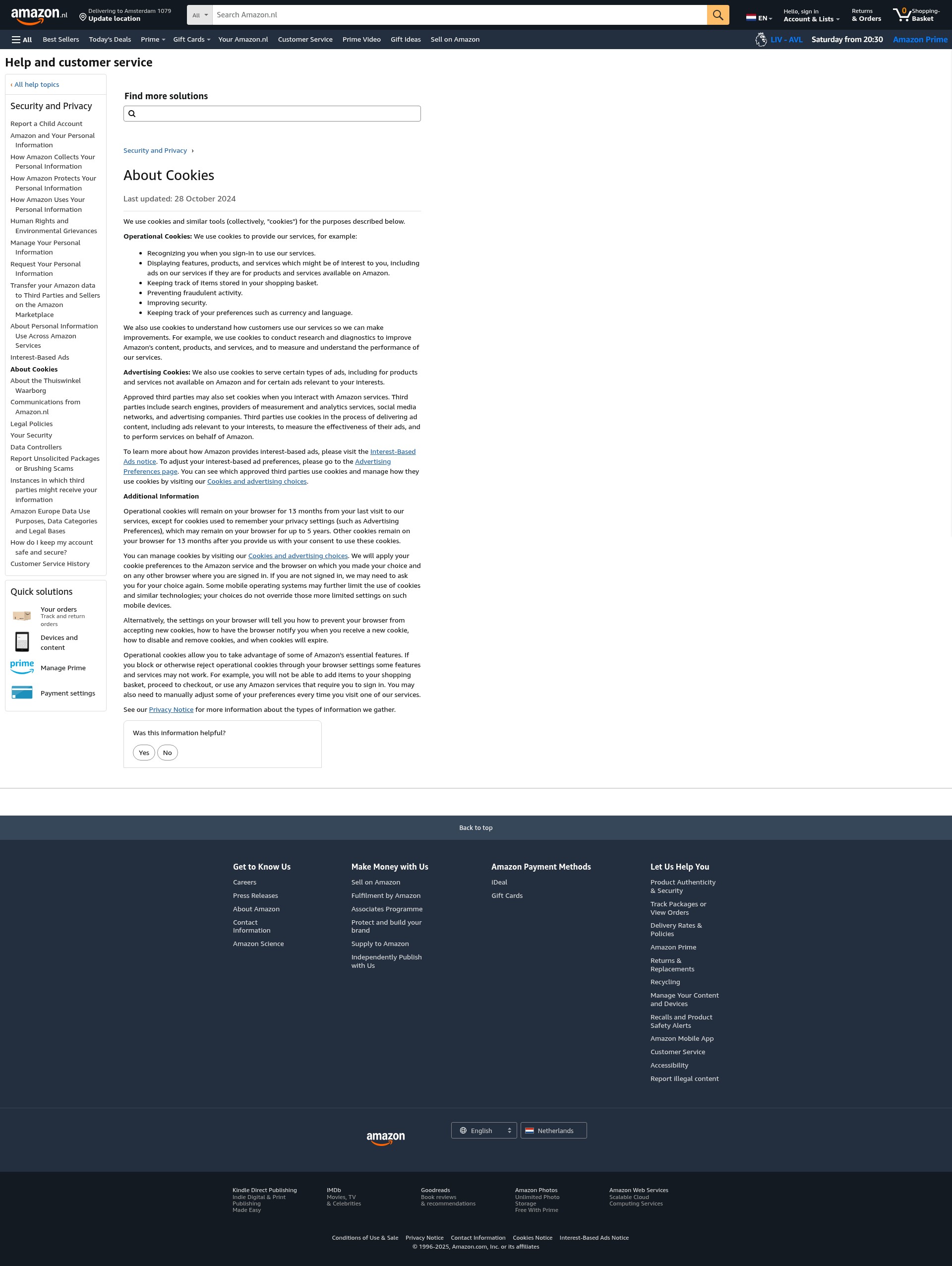 Screenshot of www.amazon.nl