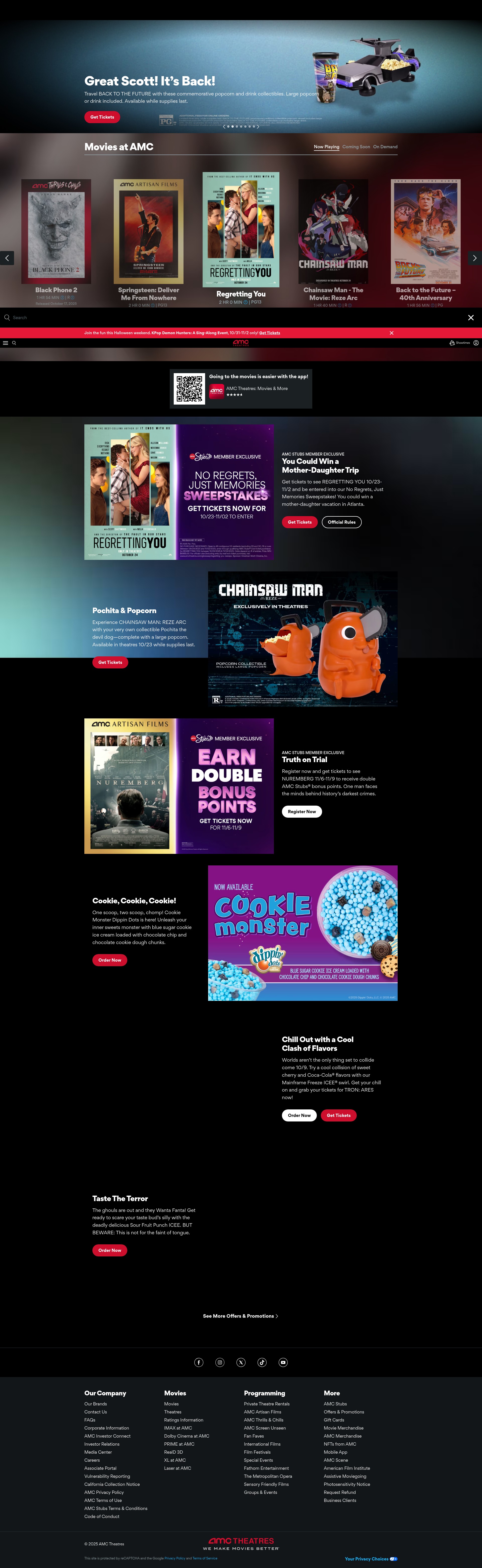 Screenshot of www.amctheatres.com