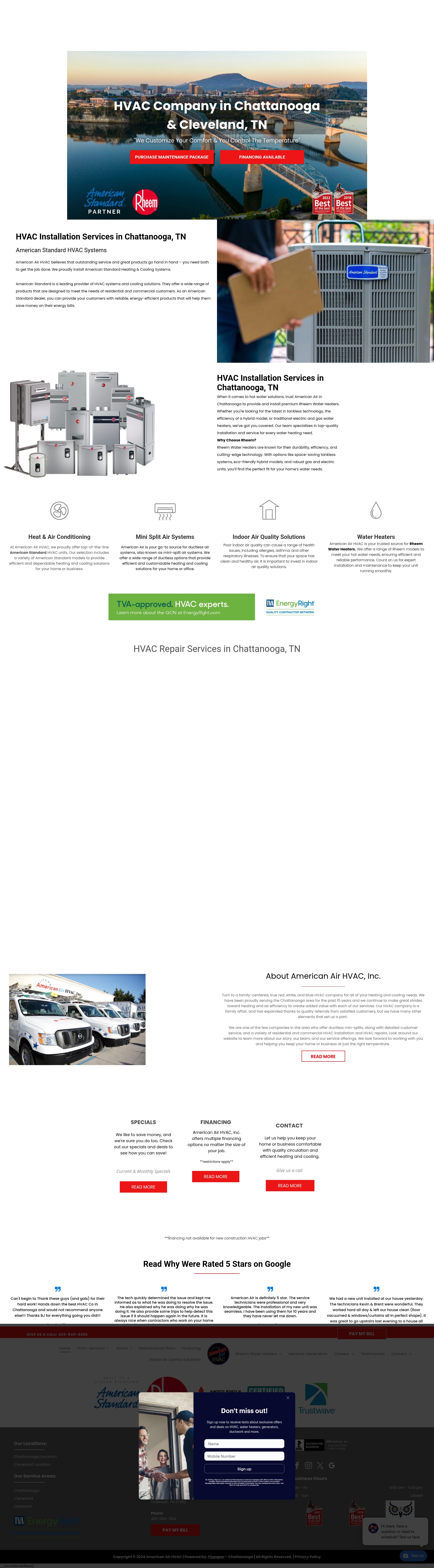 Screenshot of www.americanairhvac.com