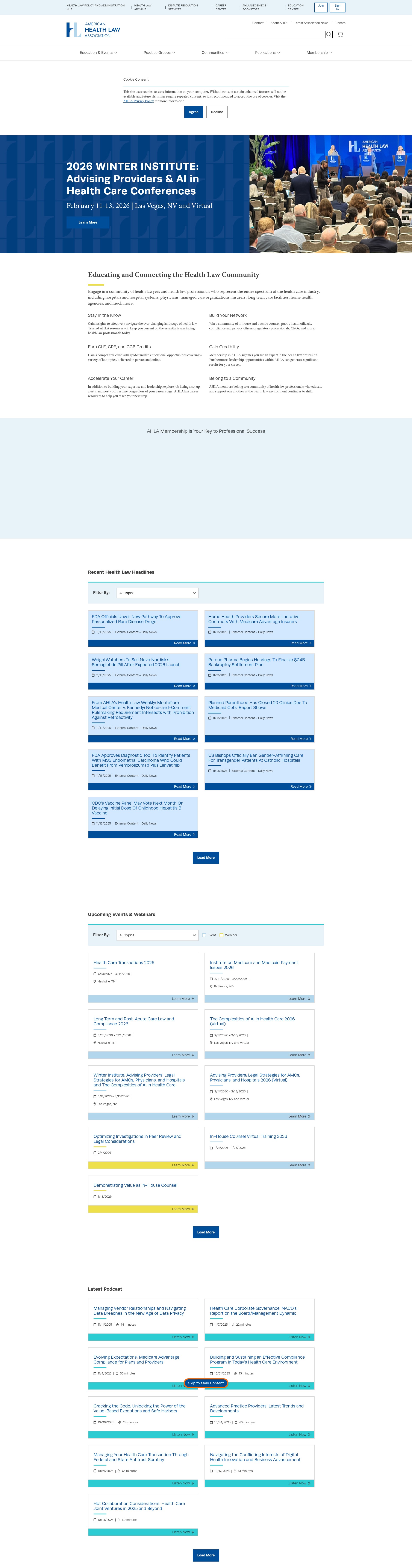 Screenshot of www.americanhealthlaw.org