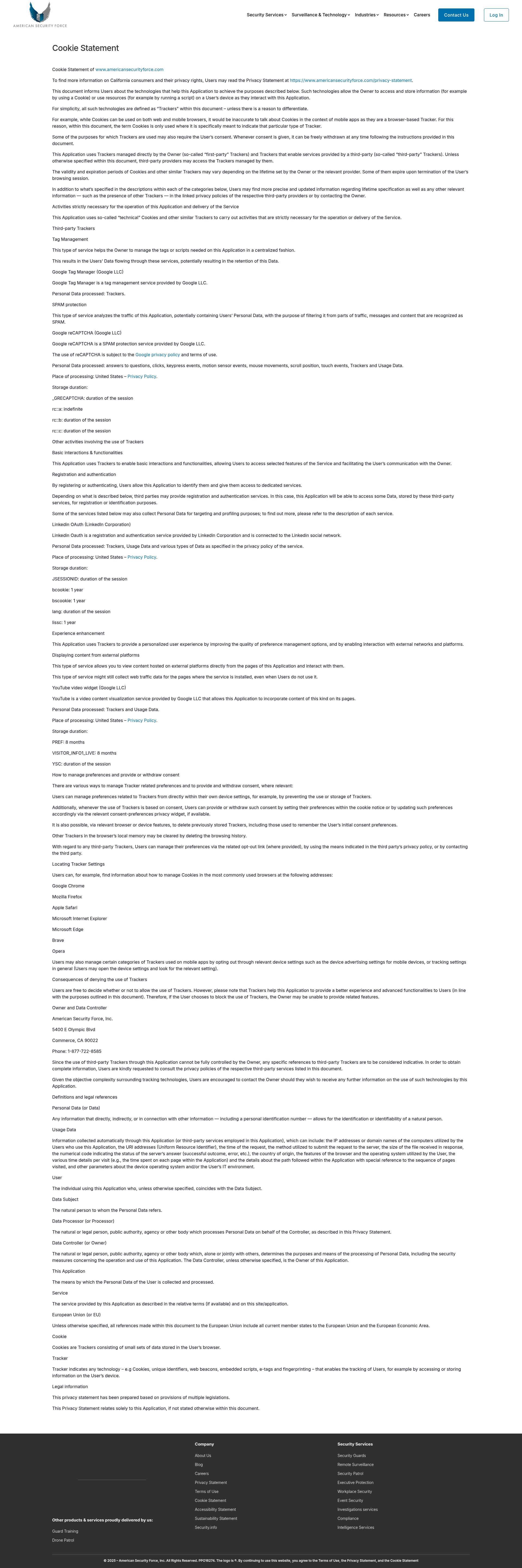 Screenshot of www.americansecurityforce.com