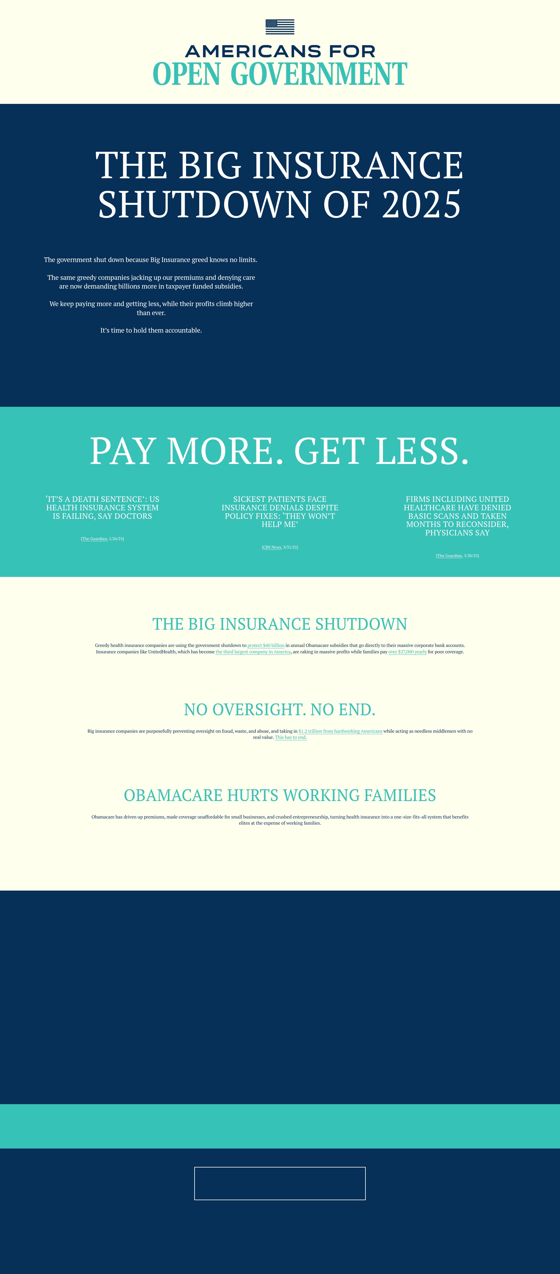 Screenshot of www.americansforopengovernment.com