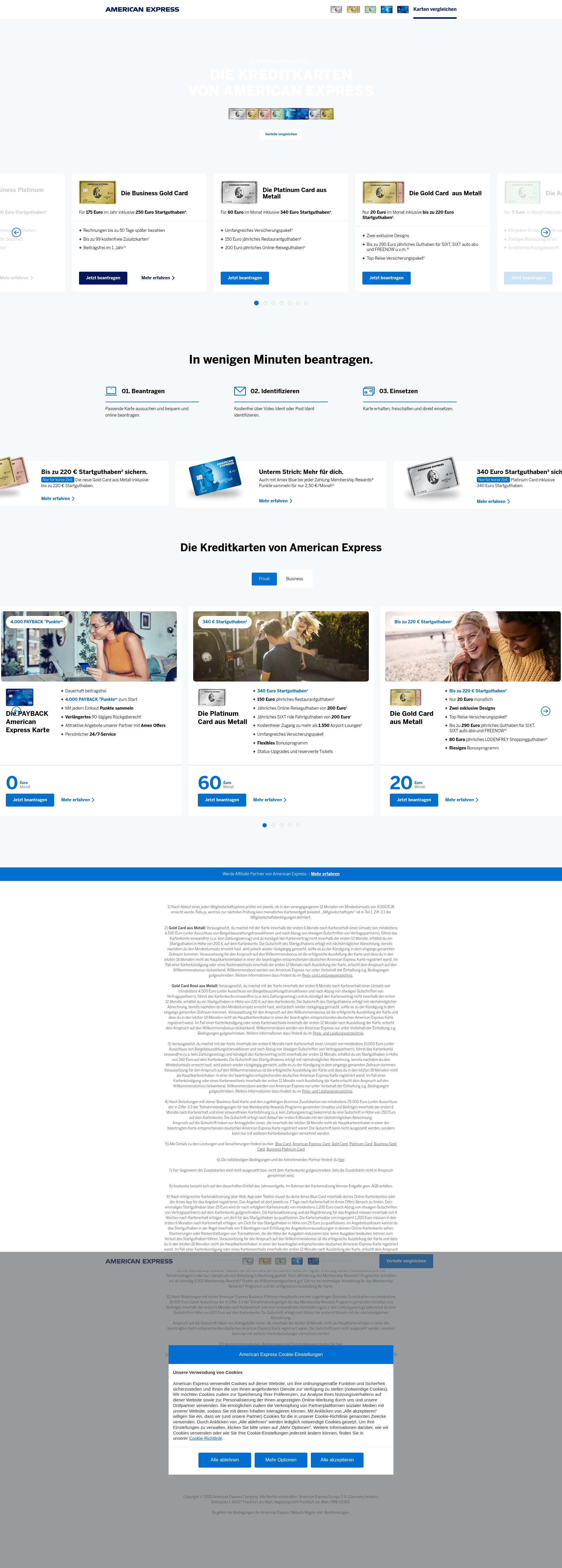 Screenshot of www.amex-kreditkarten.de