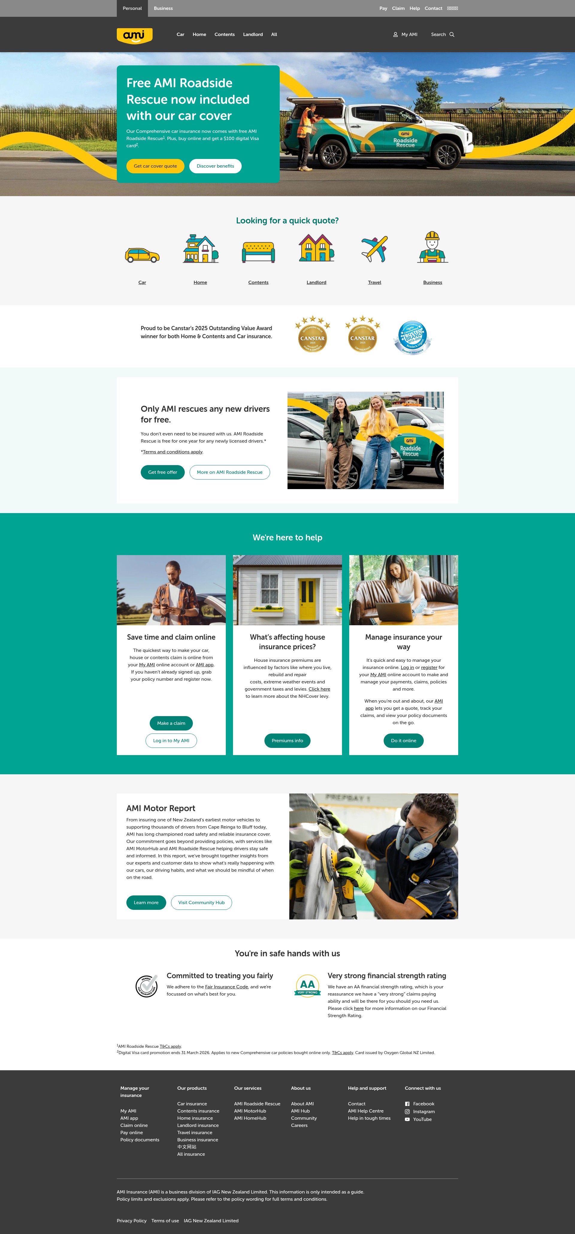 Screenshot of www.ami.co.nz