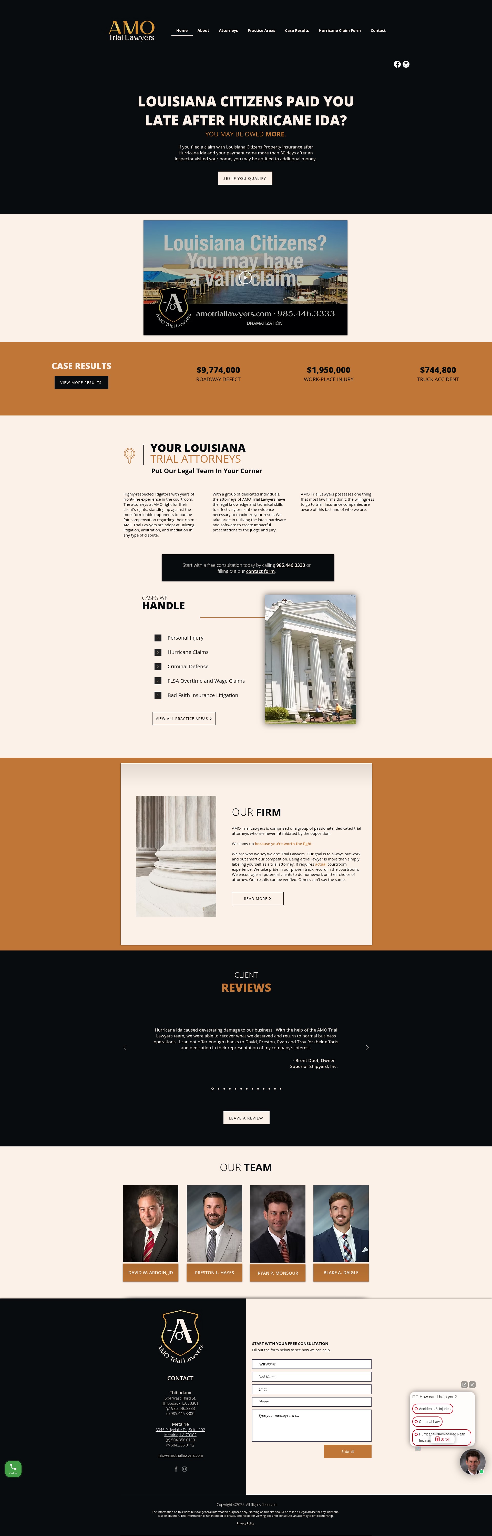 Screenshot of www.amotriallawyers.com