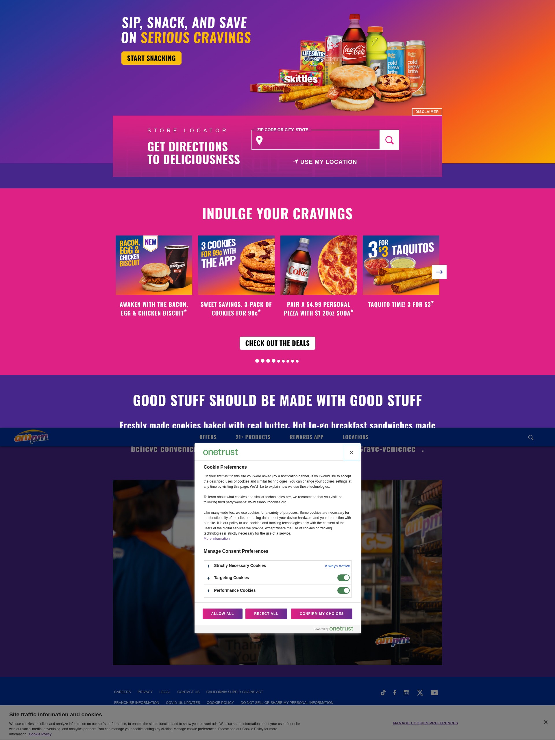 Screenshot of www.ampm.com