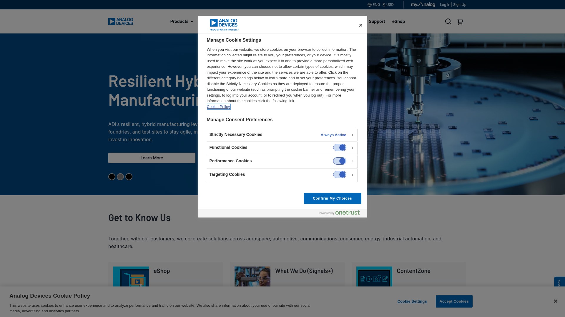 Screenshot of www.analog.com