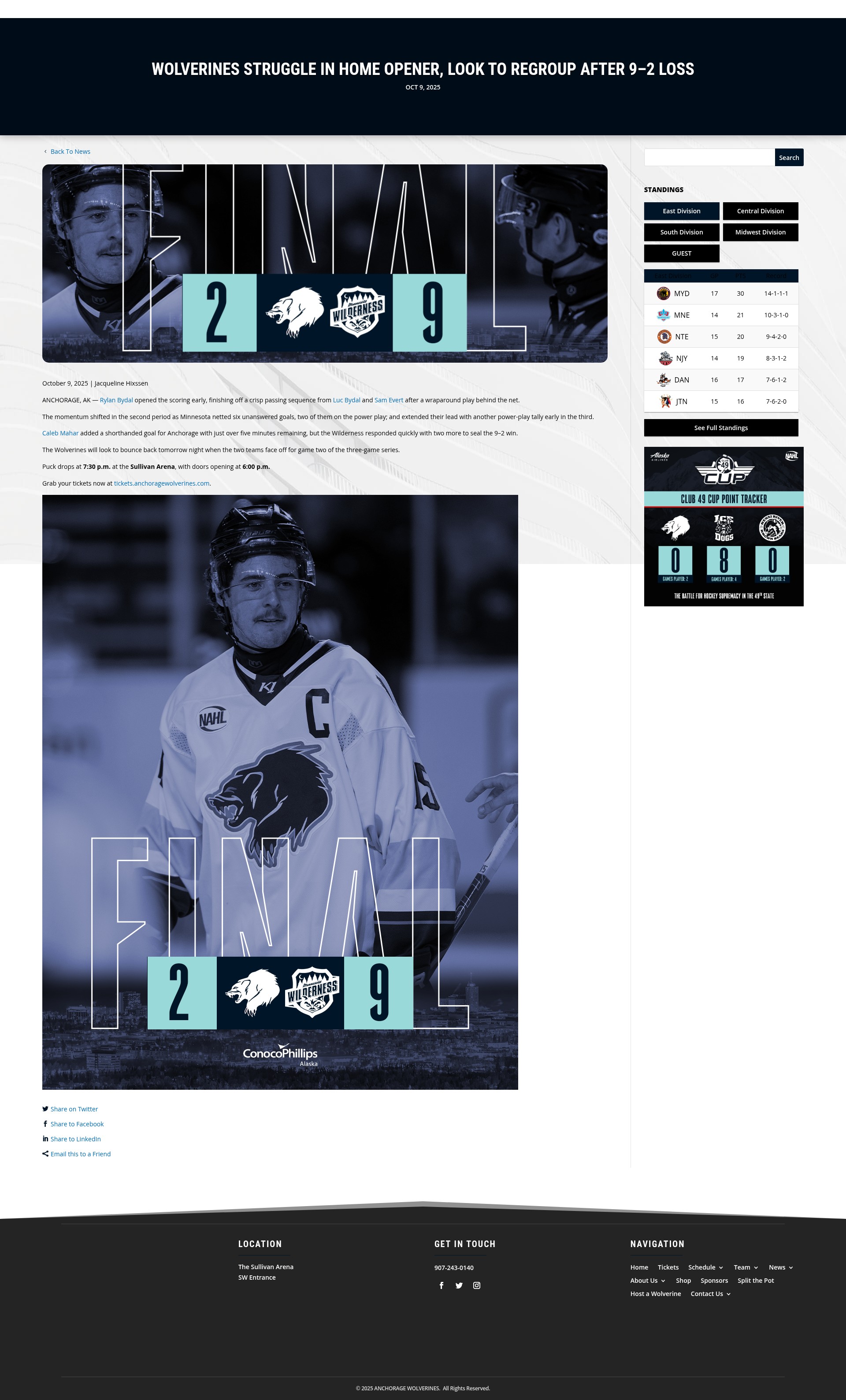 Screenshot of www.anchoragewolverines.com