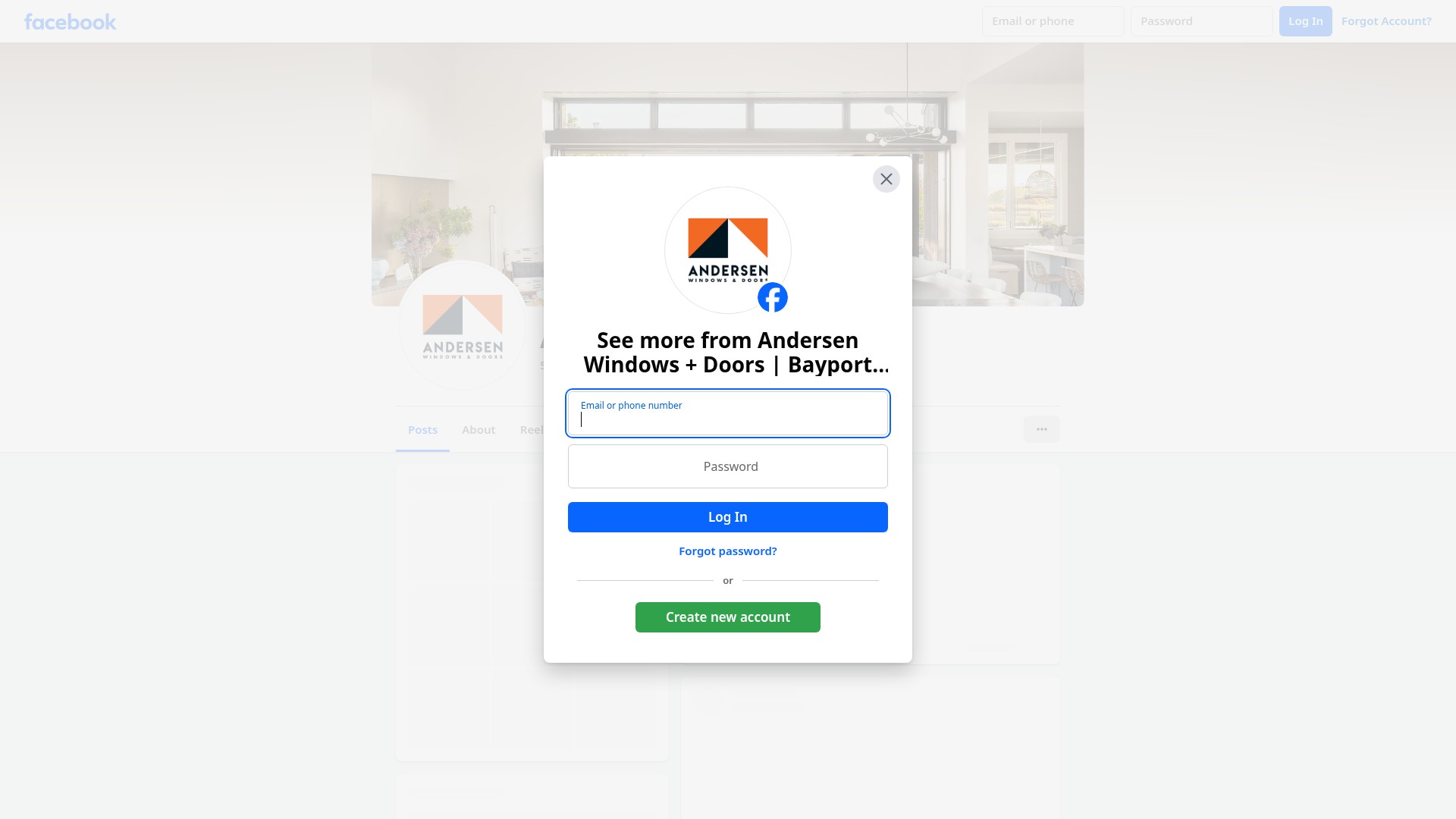 Screenshot of www.andersenwindows.com
