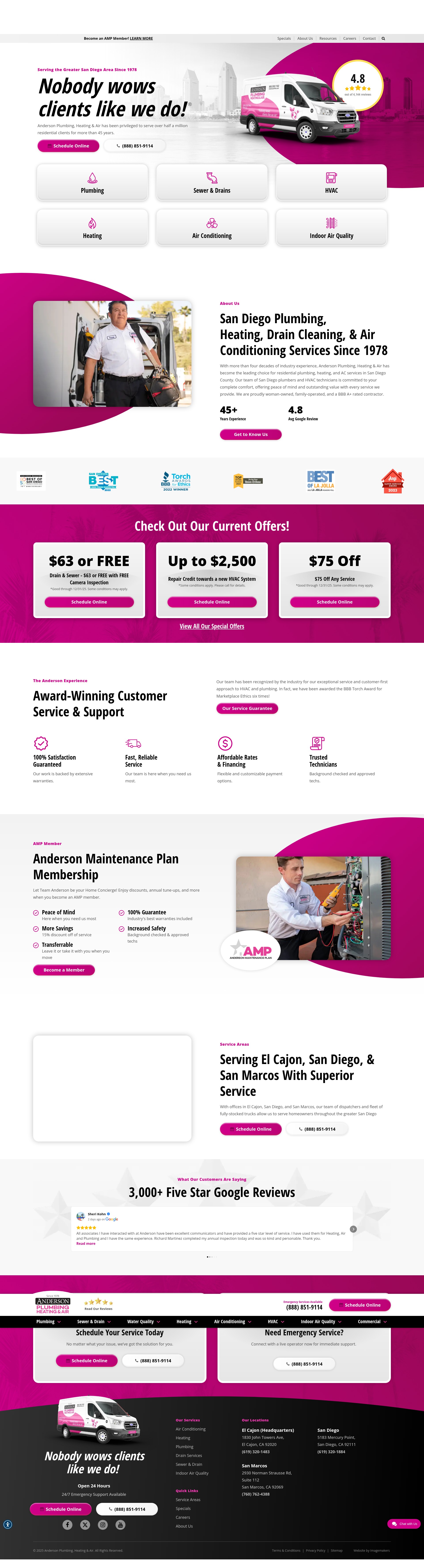 Screenshot of www.andersonplumbingheatingandair.com