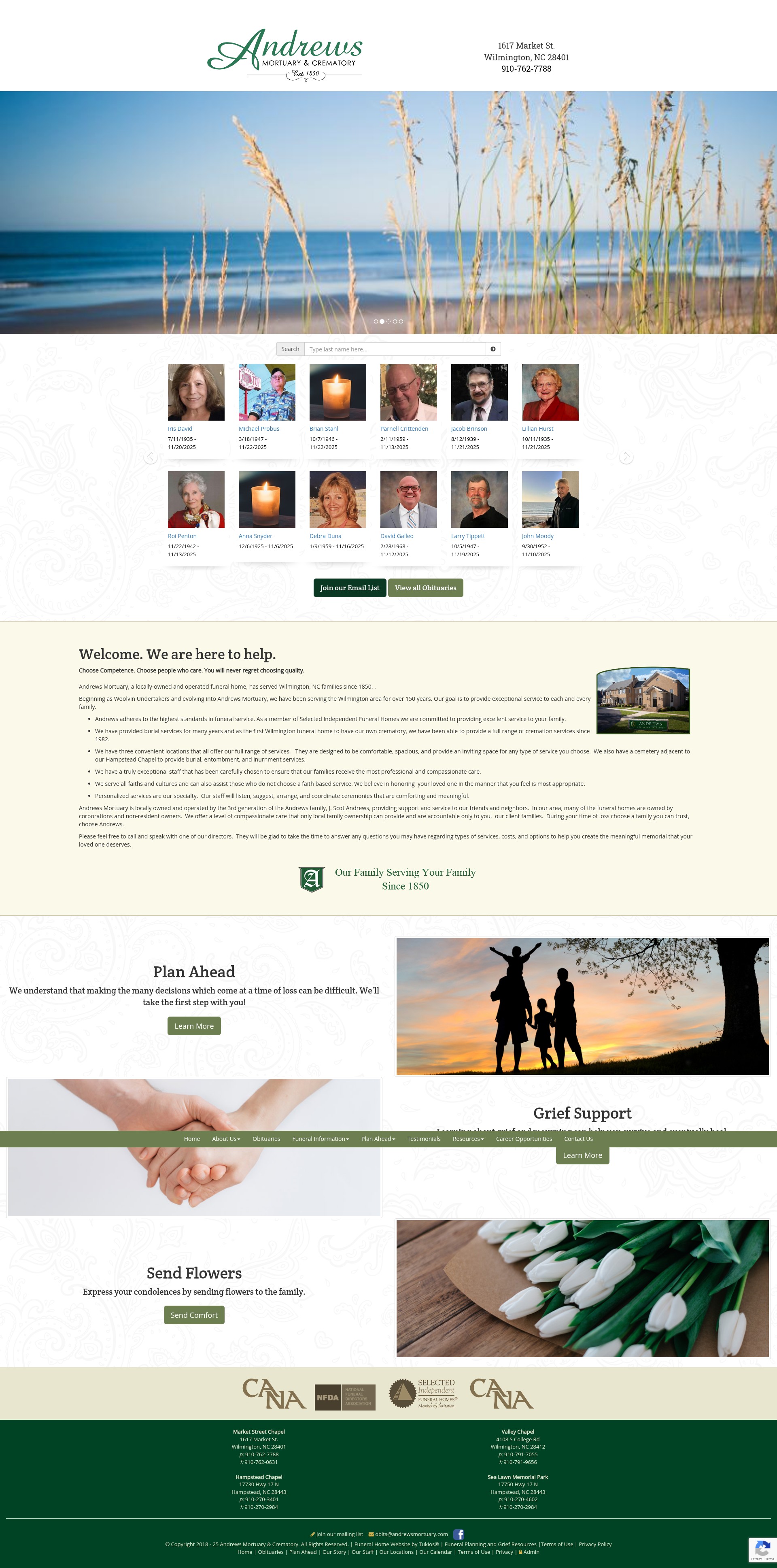 Screenshot of www.andrewsmortuary.com