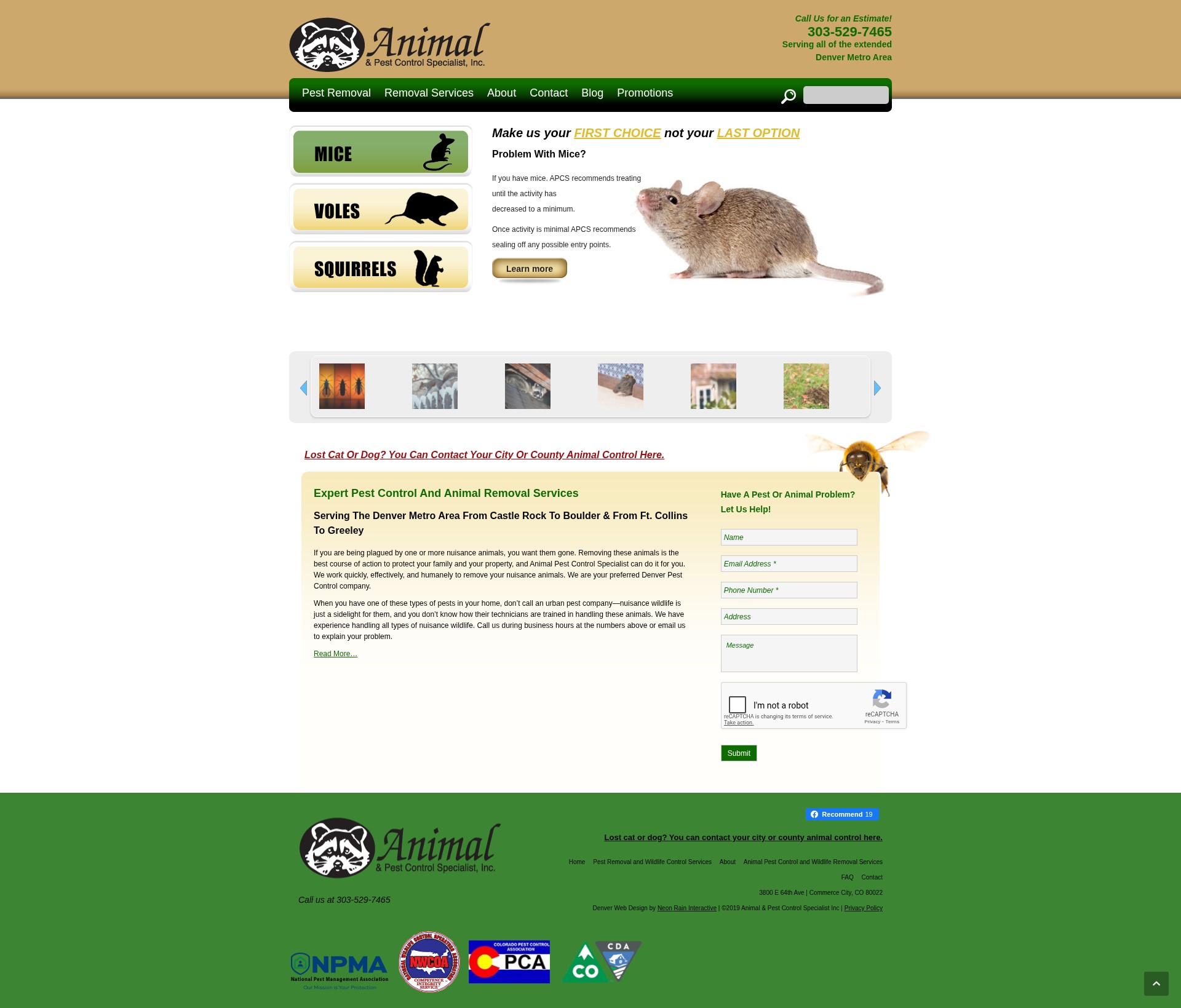 Screenshot of www.animal-pestcontrol.com