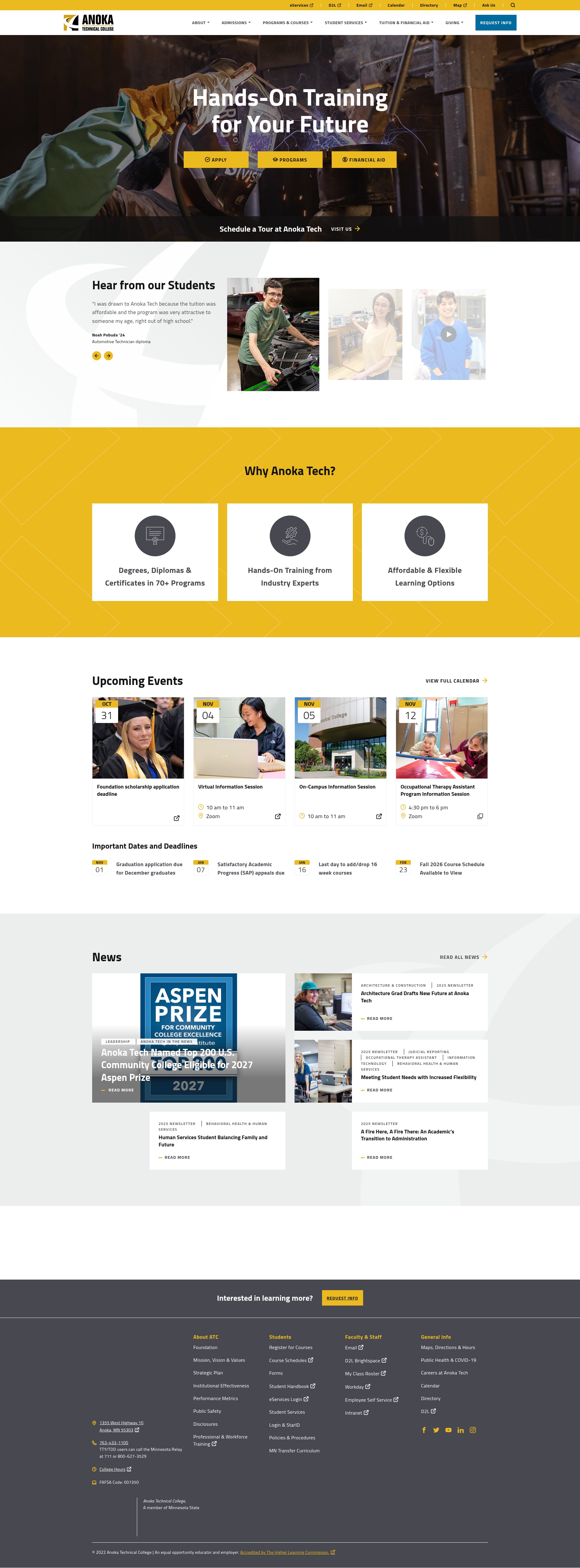 Screenshot of www.anokatech.edu