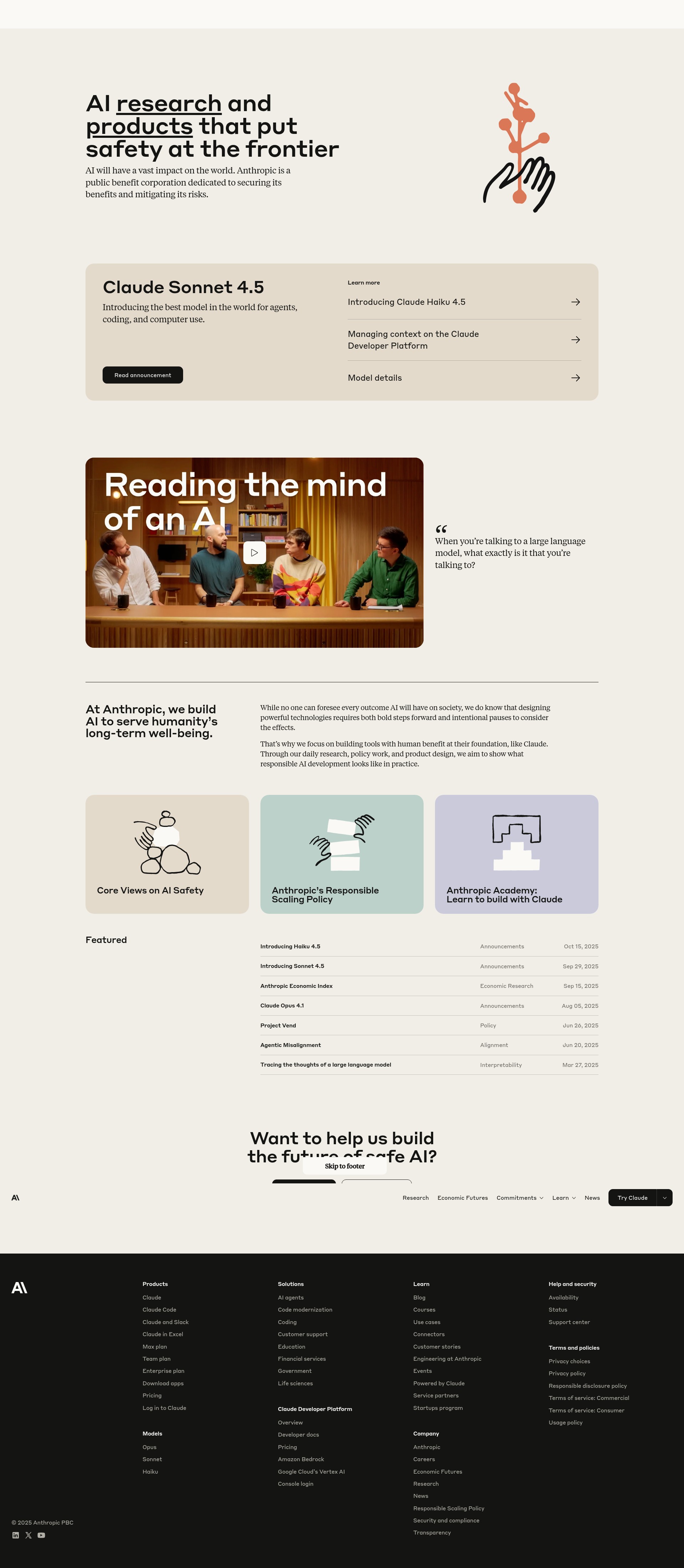Screenshot of www.anthropic.com