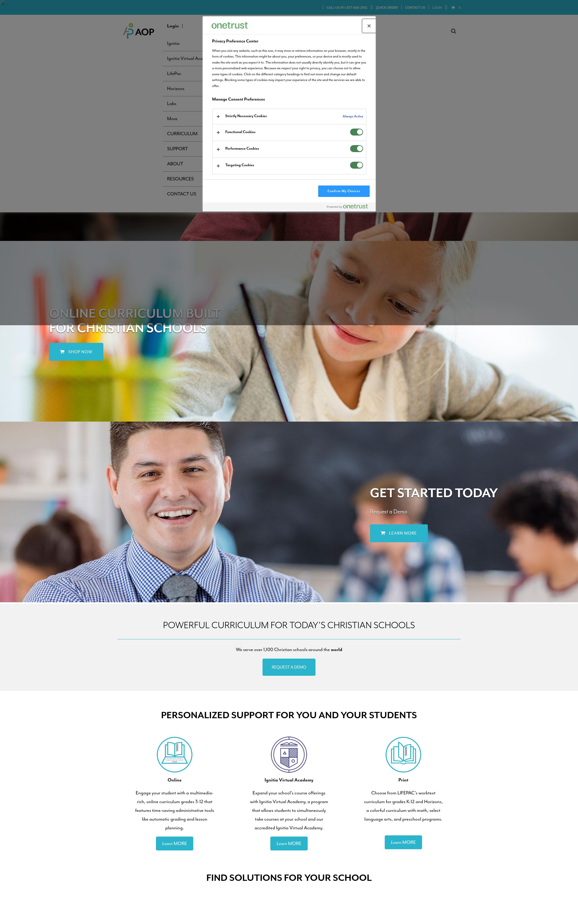 Screenshot of www.aopschools.com