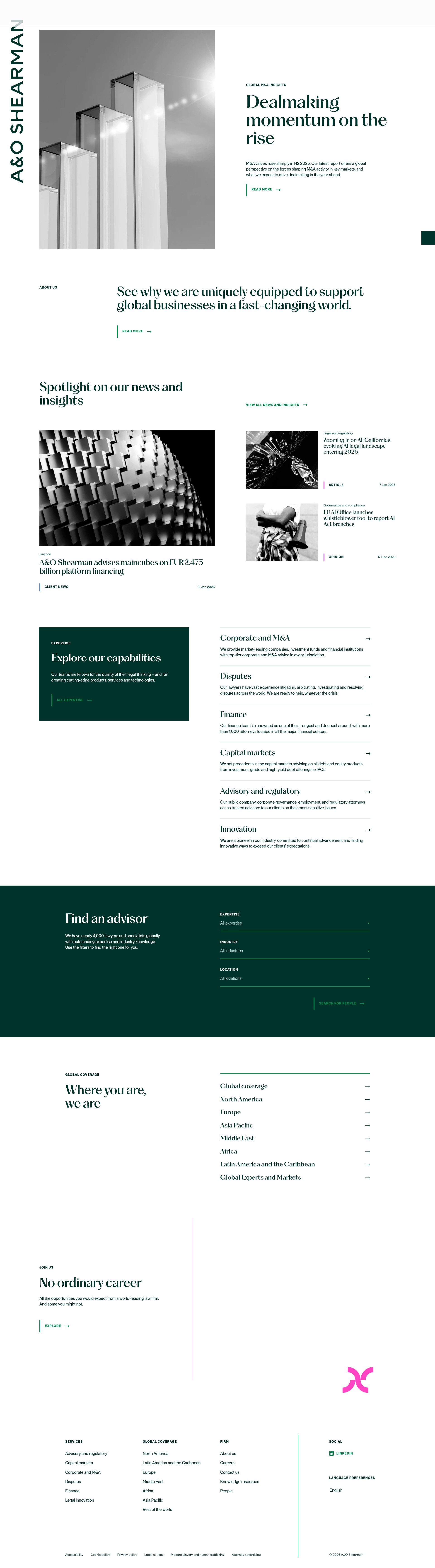 Screenshot of www.aoshearman.com