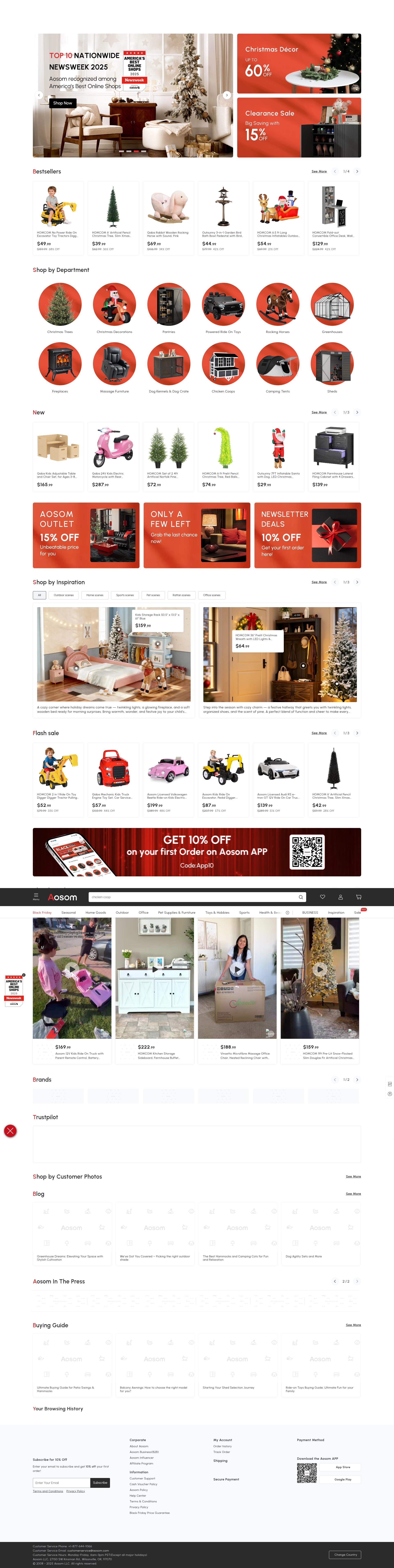 Screenshot of www.aosom.com